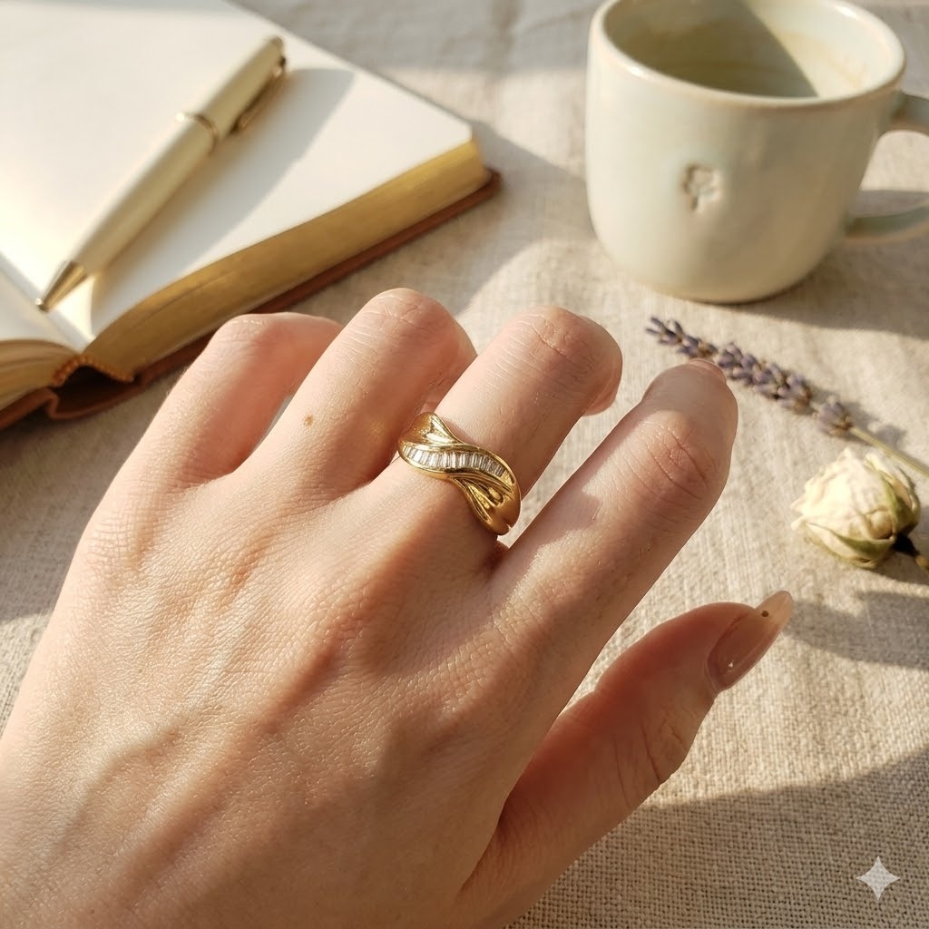 全新18K黃金35份鑽石戒指