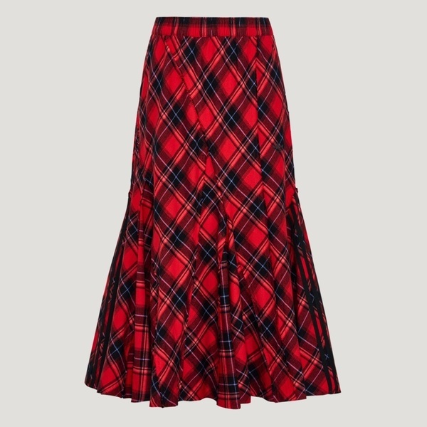 Adidas 愛迪達 Vday Skirt KT6382 女 格紋長裙 紅 純棉 垂墜感