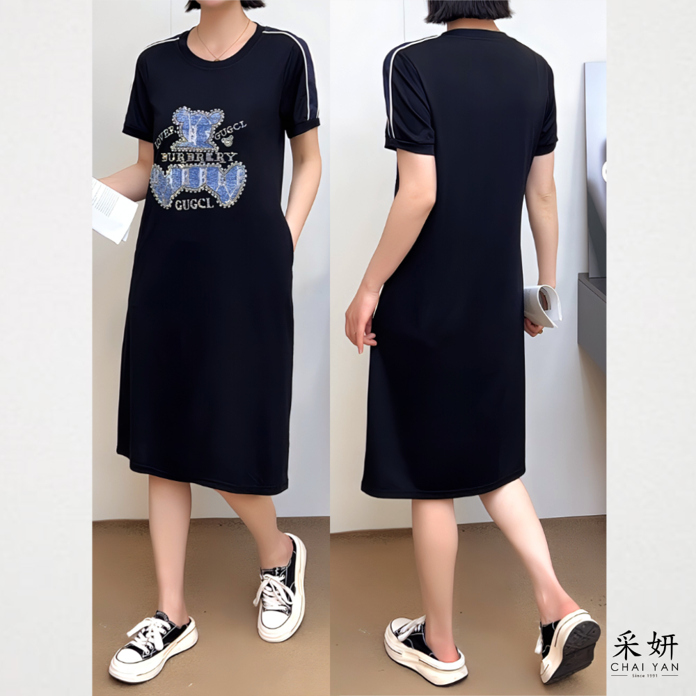 水鑽亮片小熊洋裝