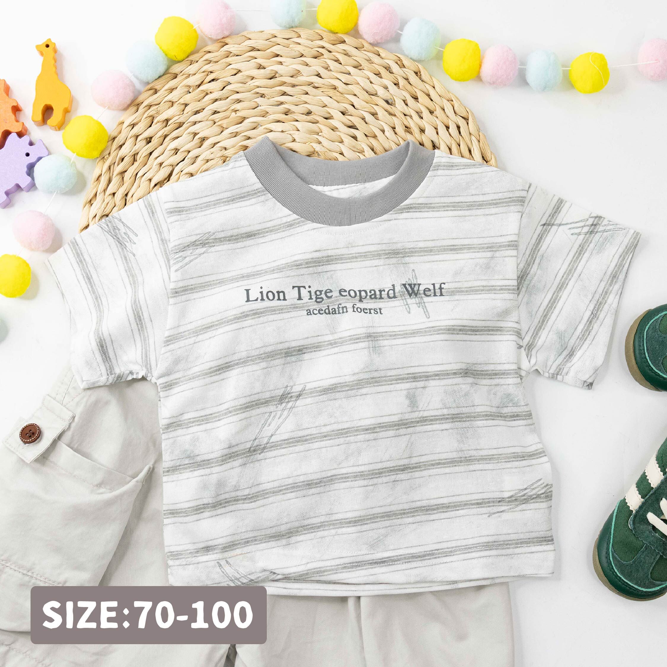 個性粉刷設計字母條紋上衣 (H60052)