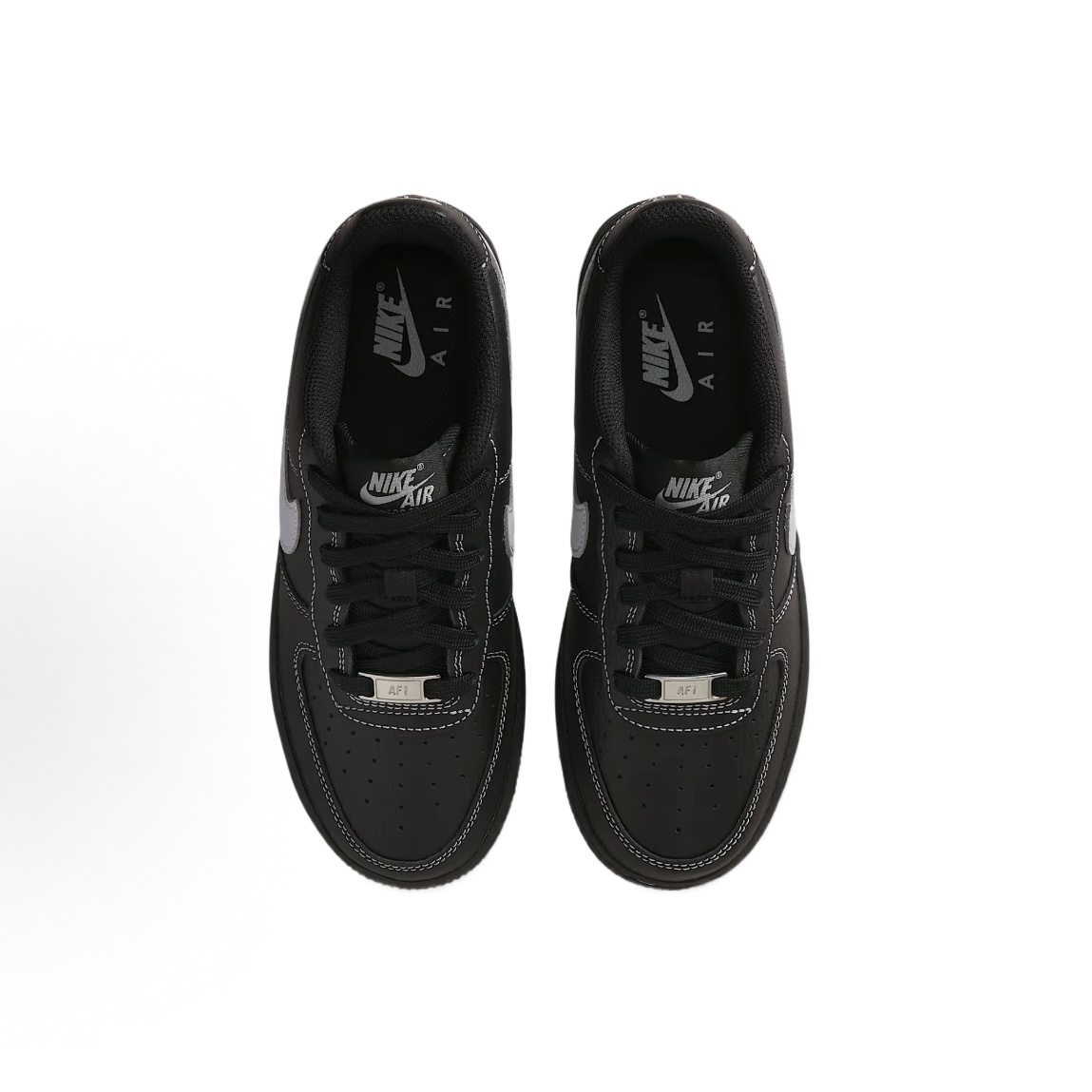 NIKE AIR FORCE 1 LV8 GS 黑灰色白縫線荔枝皮AF1大童鞋女鞋HV4762-003