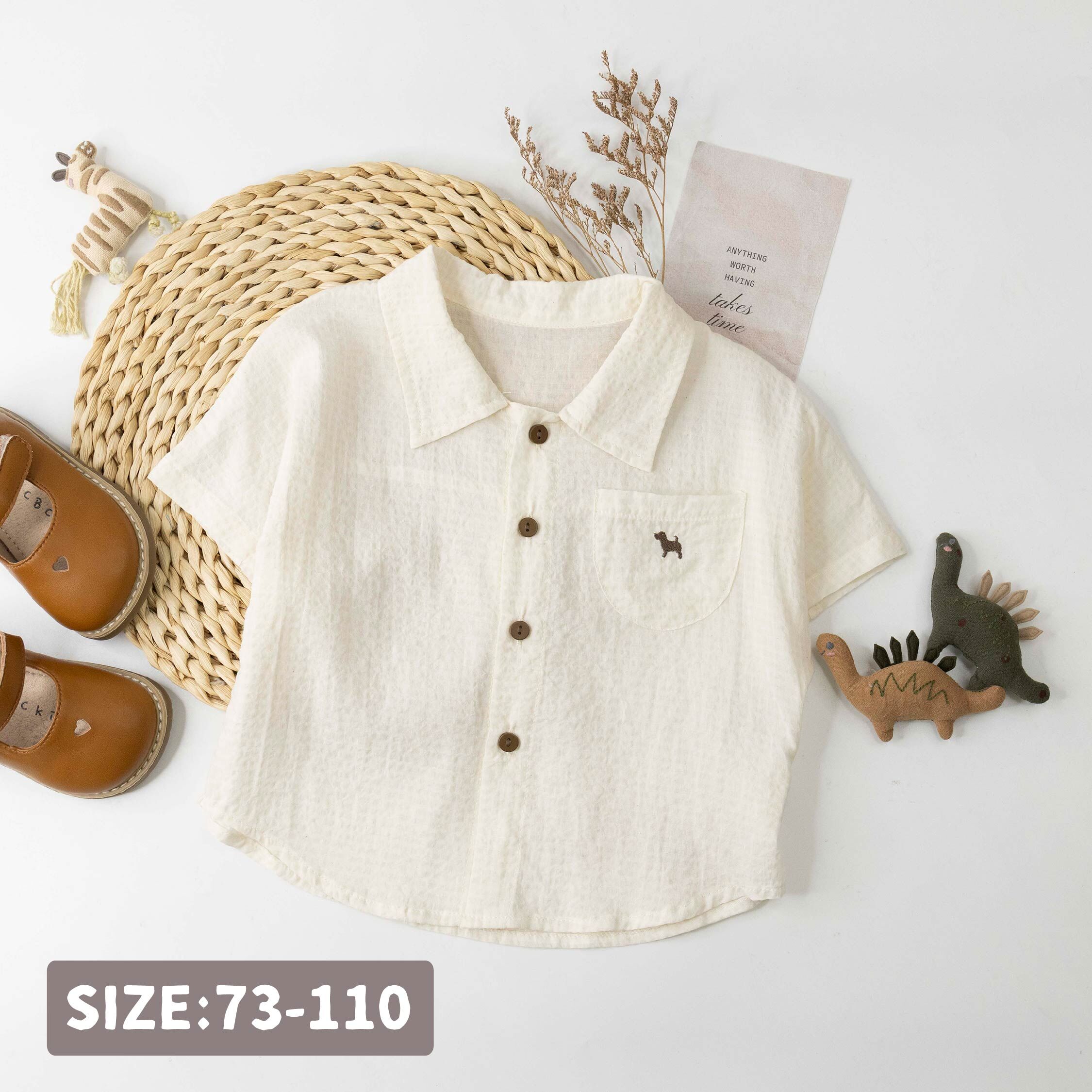 童趣狗狗剪影刺繡襯衫/上衣 (H60086)