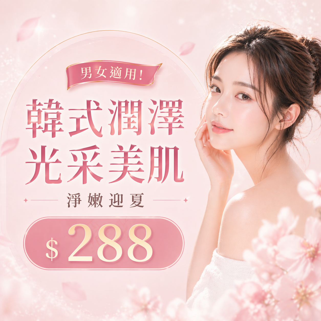 《台中》母親節特惠！男女適用！淨嫩迎夏！韓式潤澤光采美肌,288元