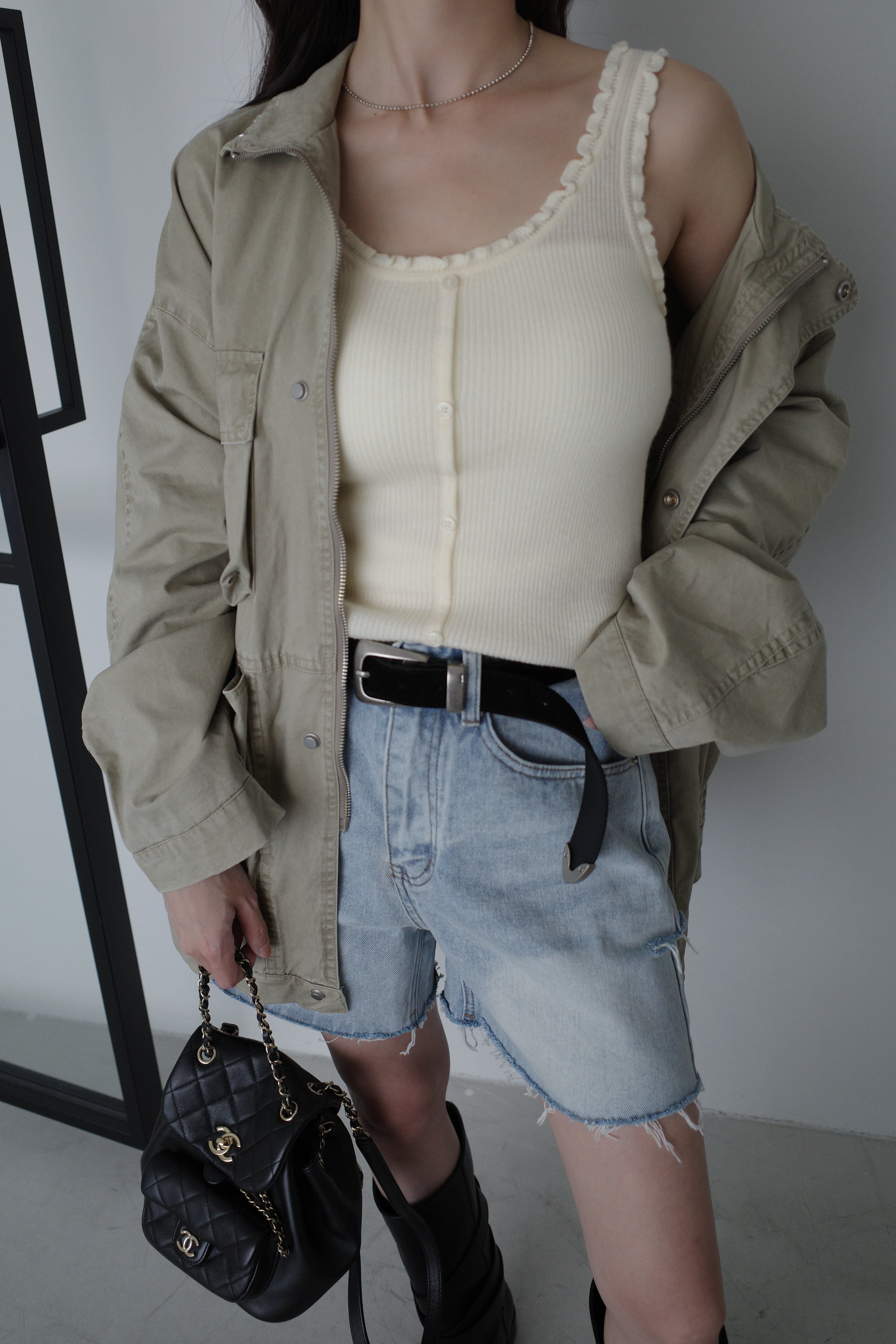 (預購)#AO36 滾邊針織背心(杏/咖啡)