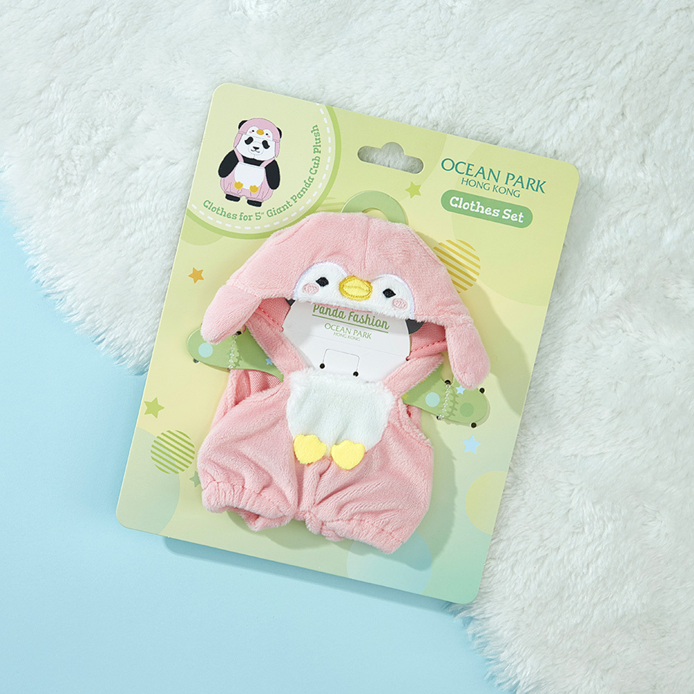 5吋熊貓公仔 - 粉色企鵝服裝