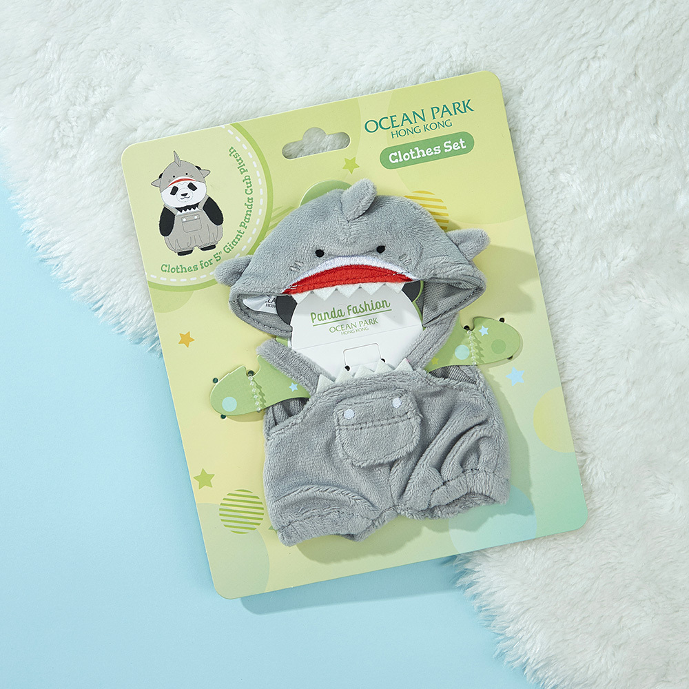 5吋熊貓公仔 - 灰色鯊魚服裝