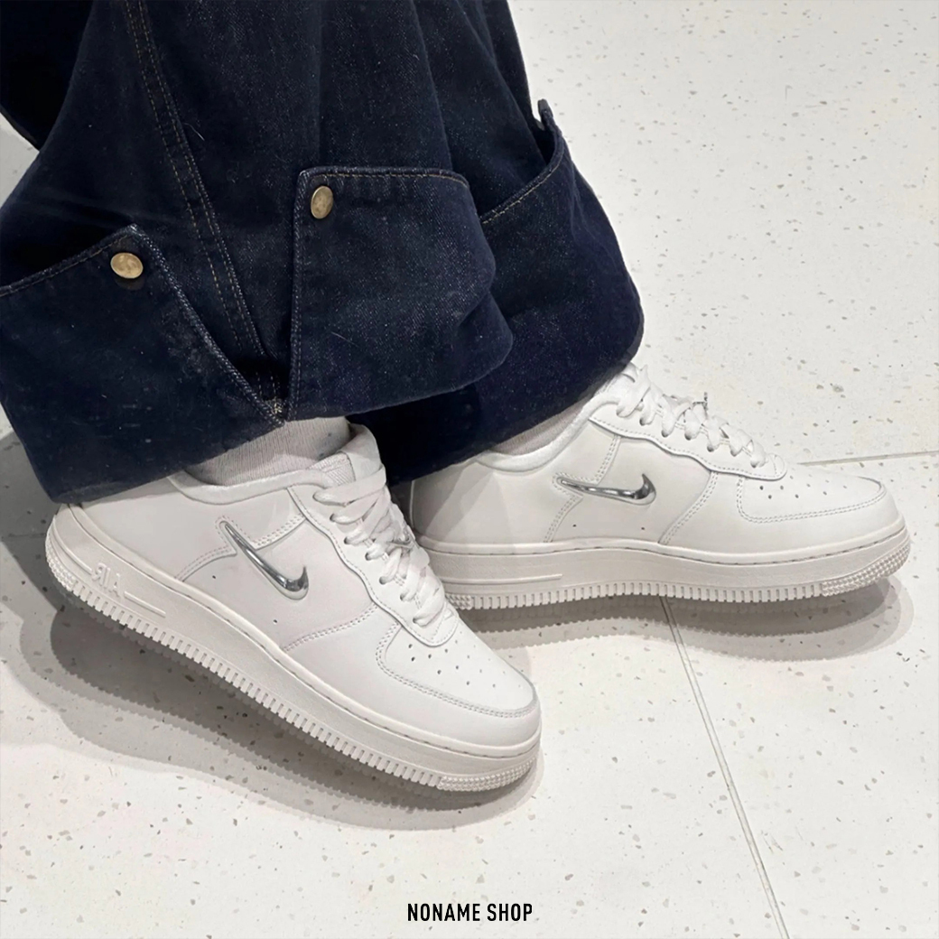 NIKE AIR FORCE 1 '07 AF1 立體勾 銀勾 小勾 奶油白銀 (女款)