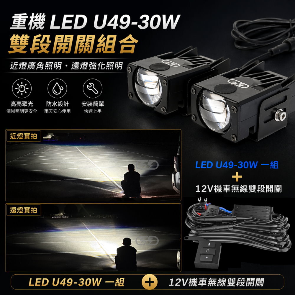 (U49)重機  LED U49-30W遠近燈無線開關組合 晶典光電