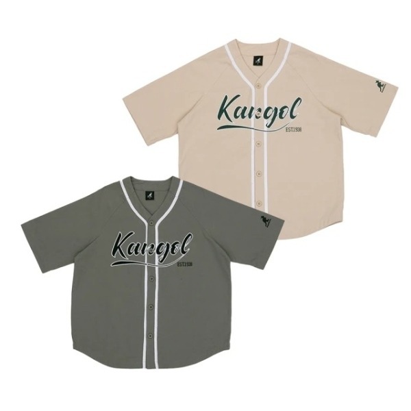 【Kangol】中性短袖棒球衫｜經典球衣 純棉舒適-卡其色