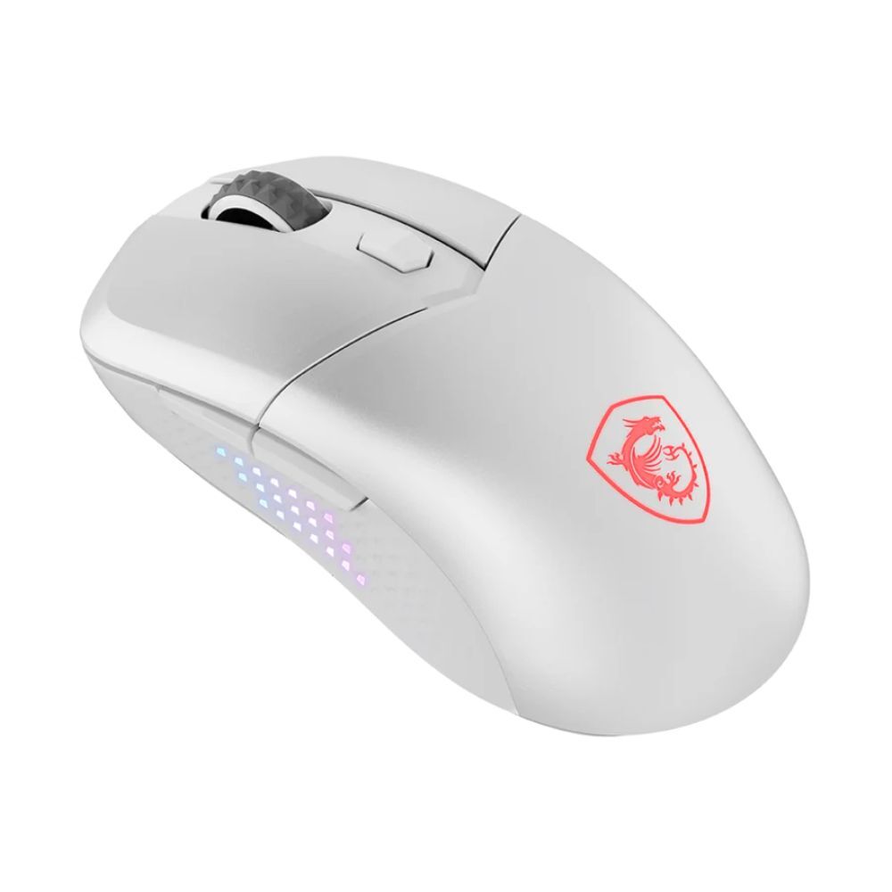 MSI 微星 VERSA 300 ELITE W WHITE 超輕量無線電競滑鼠 (65克/ 三模連線/ MAX26000DPI/ 鑽石燈影握把)
