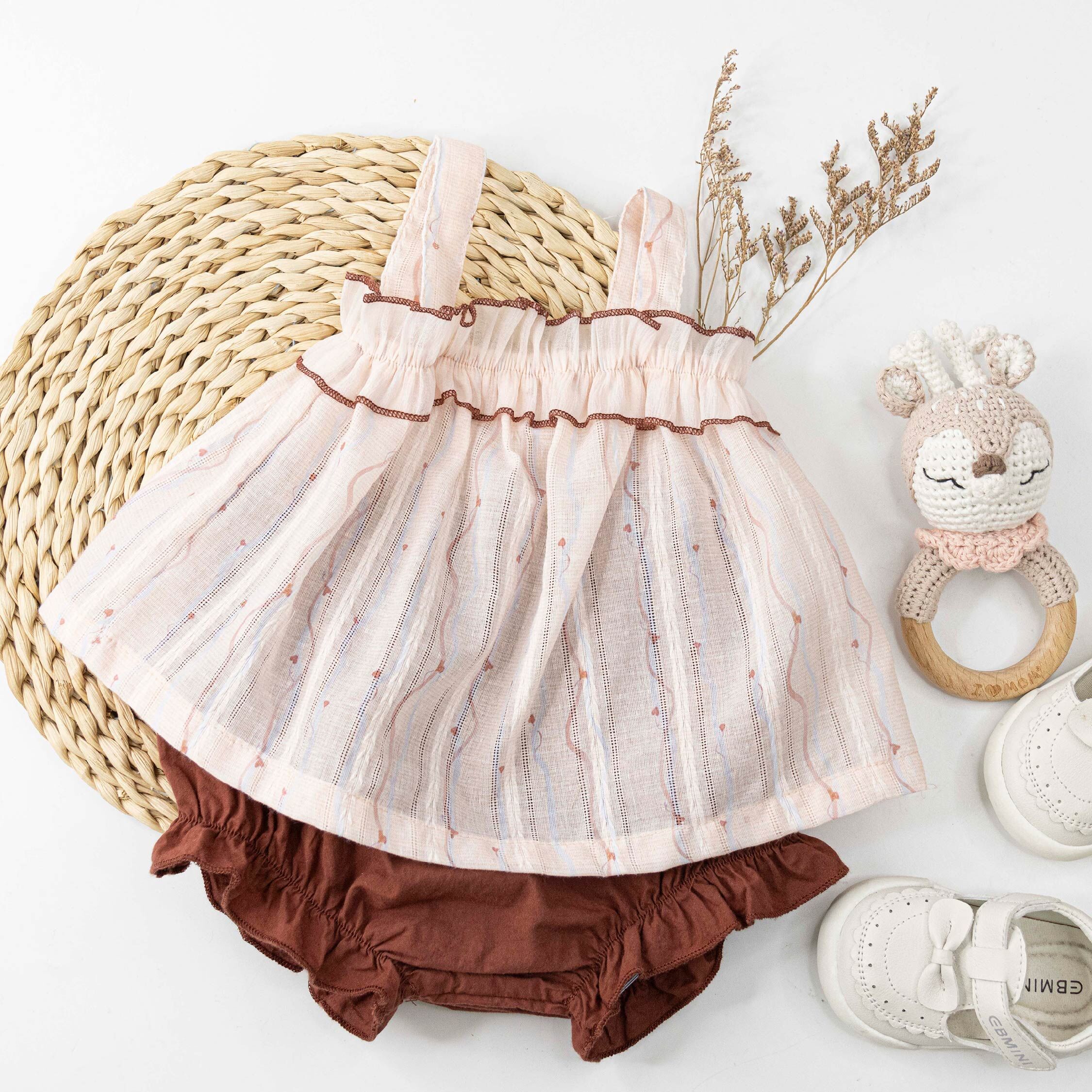 甜甜愛心荷葉拼接套裝 (H60073)