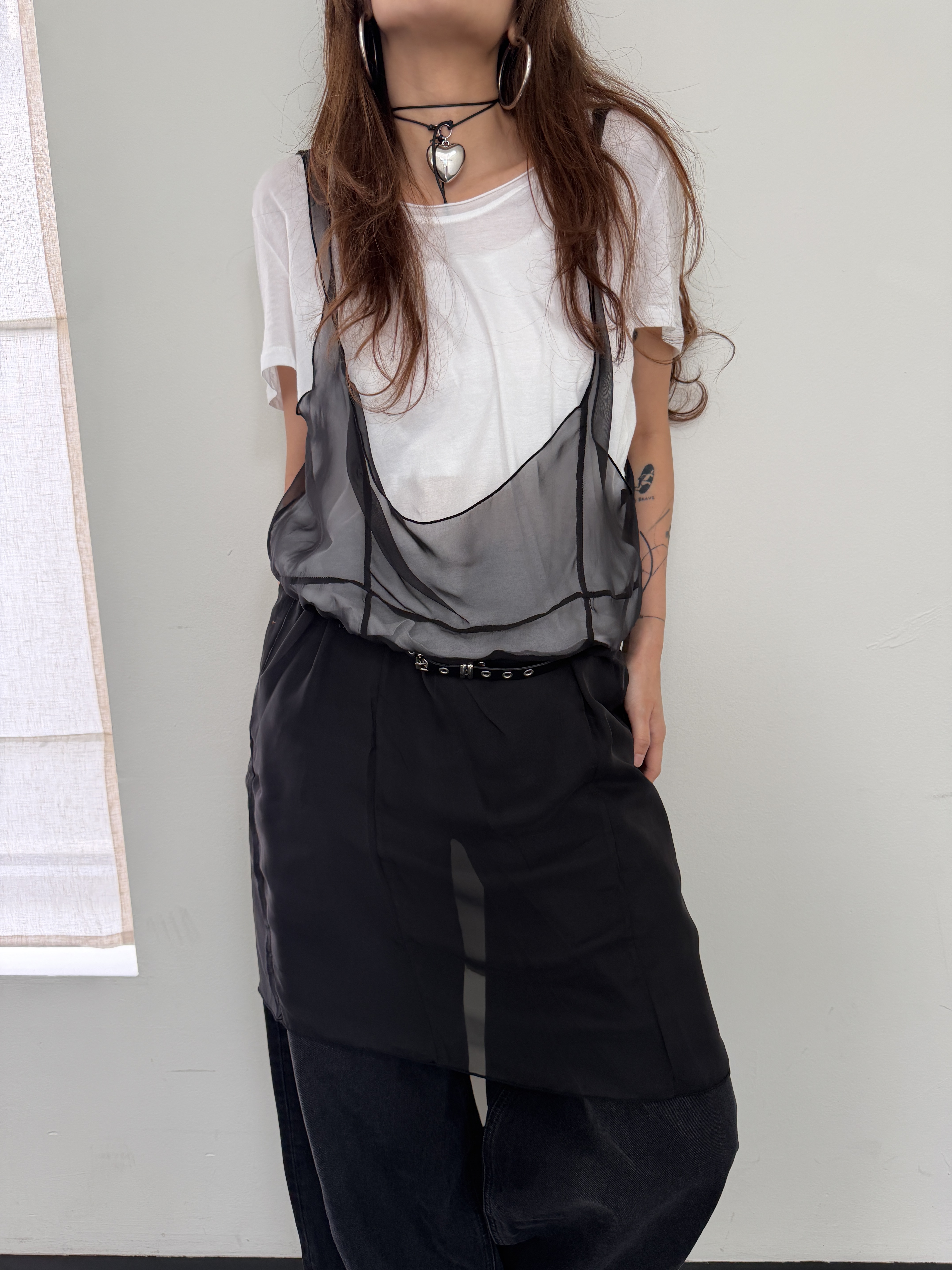 V neck tee mix mesh vest set