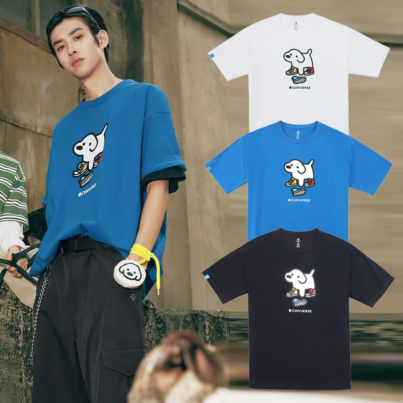 聯名款 CONVERSE X MATSUI SNEAKER SS TEE 白 藍 黑 印花 松井龍哉 插畫 小狗 鞋子 短袖 短T【UCK177】CONMATSUI
