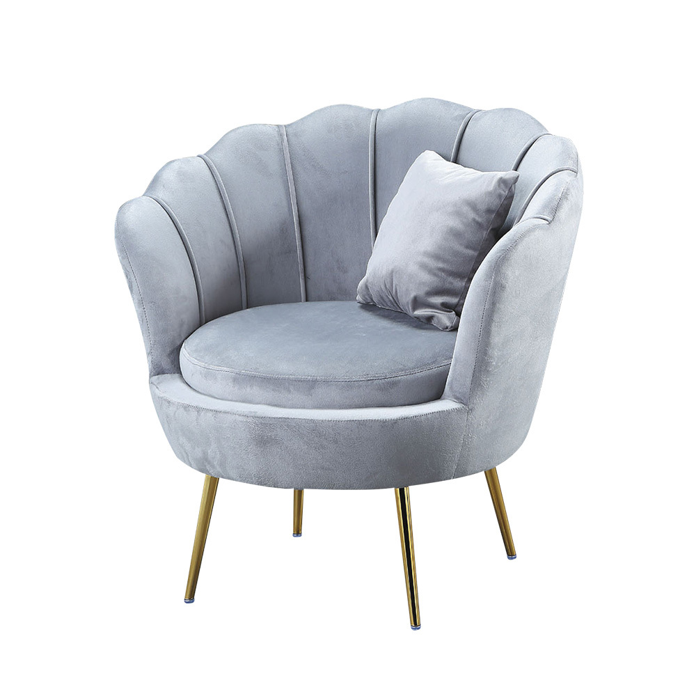 柏蒂家居-莫爾茲灰色絨布沙發/休閒造型扶手椅/洽談椅/房間椅/單人沙發/一人座沙發/主人椅