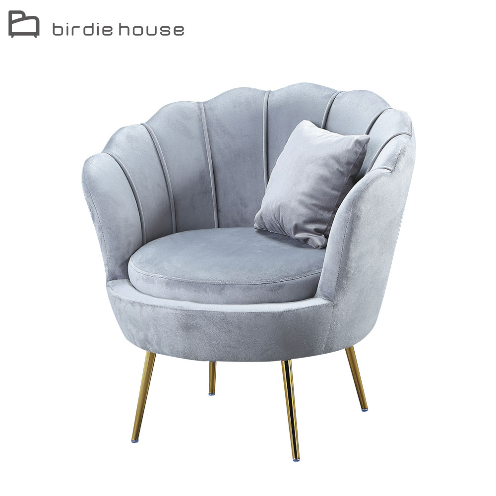 柏蒂家居-莫爾茲灰色絨布沙發/休閒造型扶手椅/洽談椅/房間椅/單人沙發/一人座沙發/主人椅