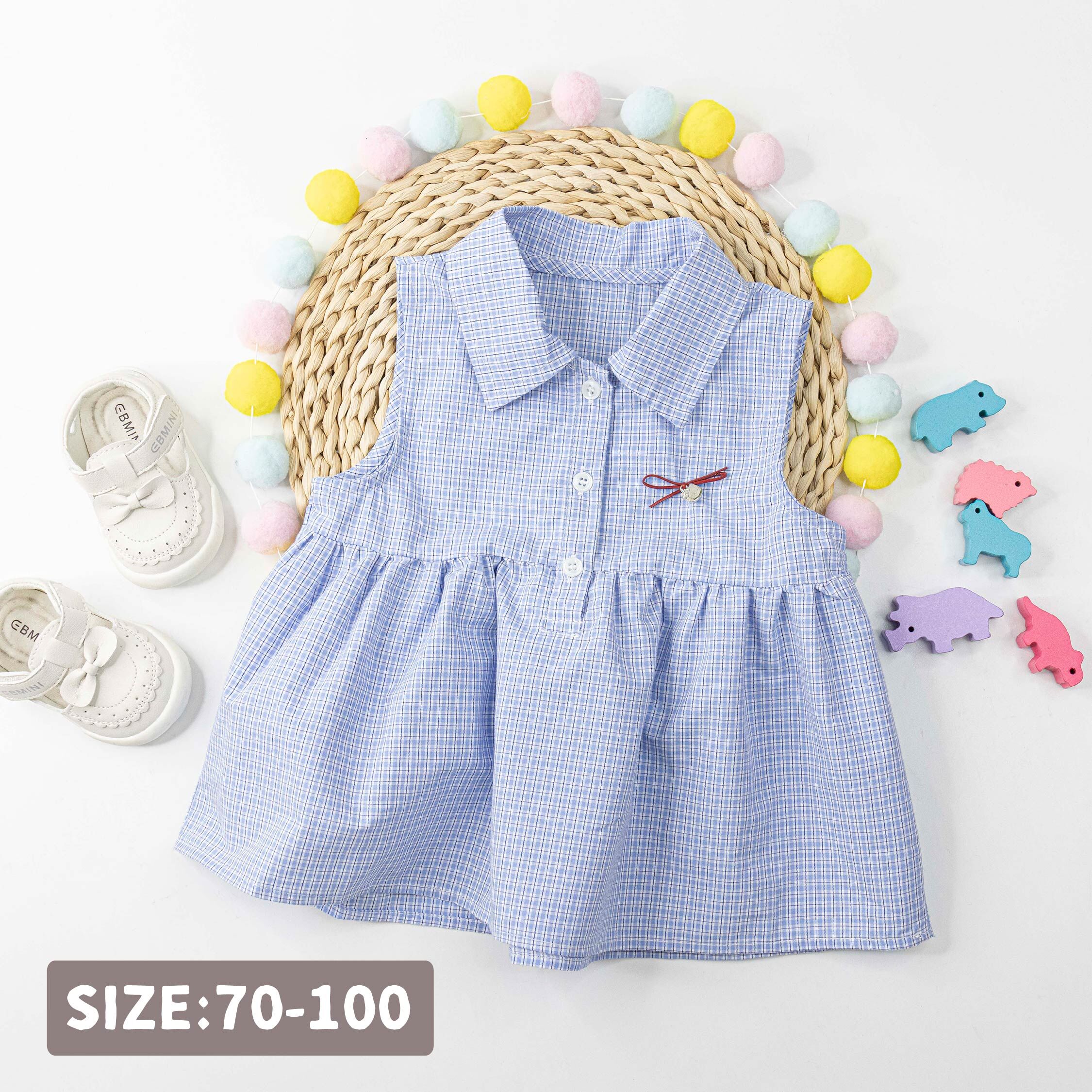 經典格紋蝴蝶結洋裝 (H60074)