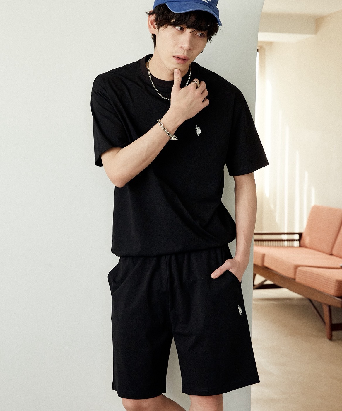 <1+1超划算>U.S. POLO ASSN. × PUBLUX 日本限定 小Logo 刺繡 圓領 短Tee 短褲 套裝 3色