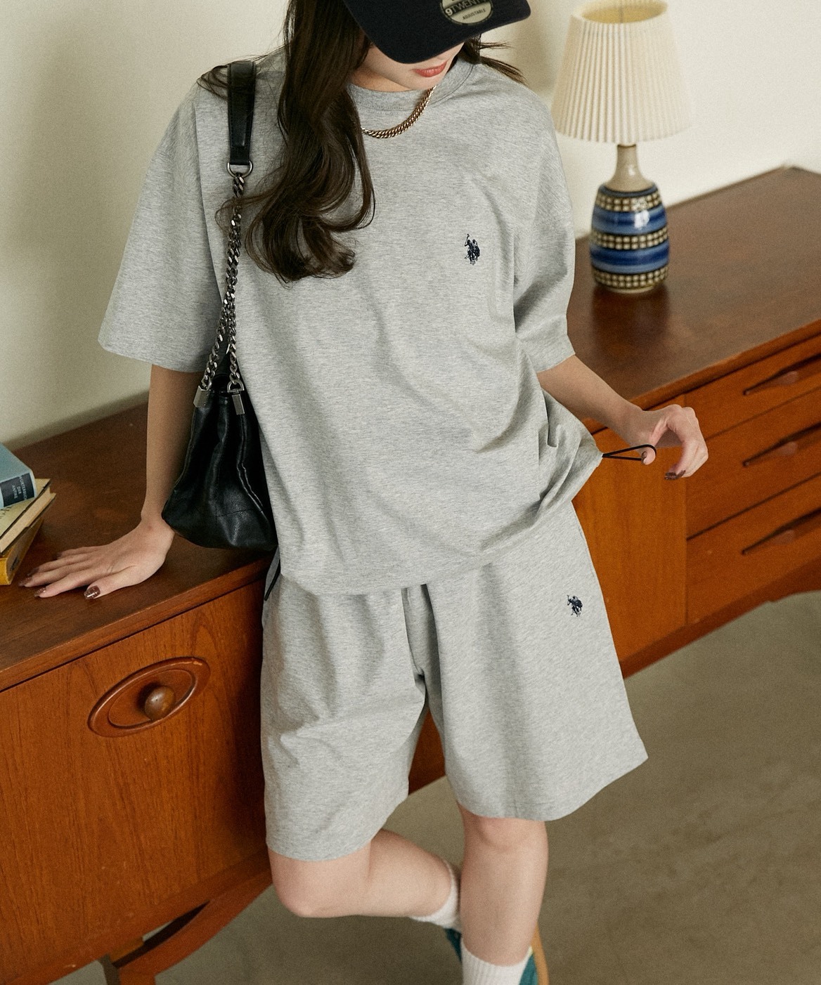 <1+1超划算>U.S. POLO ASSN. × PUBLUX 日本限定 小Logo 刺繡 圓領 短Tee 短褲 套裝 3色