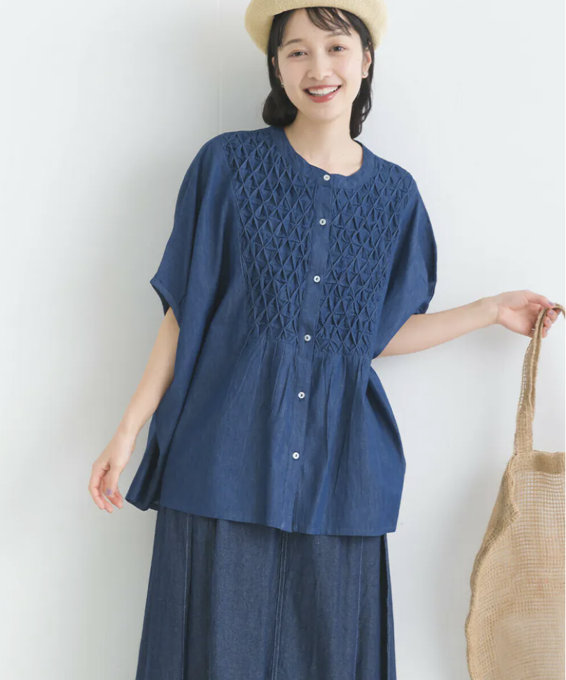 ｛預訂款｝日式美學摺紙胸前裝飾襯衫 (3色入)【日本直送】