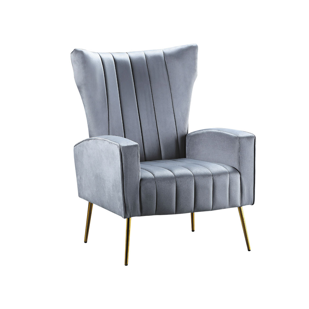 柏蒂家居-里斯卡灰色絨布沙發/休閒造型扶手椅/洽談椅/房間椅/單人沙發/一人座沙發/主人椅