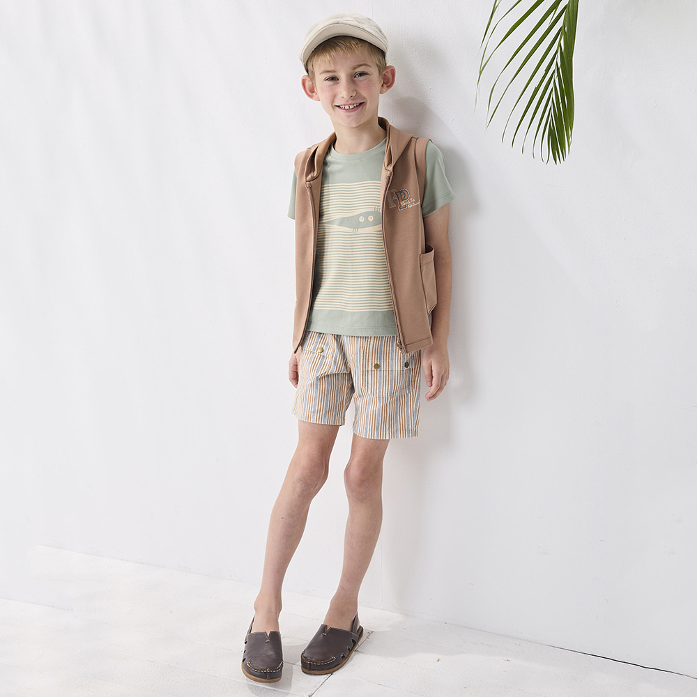 PIPPY 休閒連帽針織LOGO背心 棕