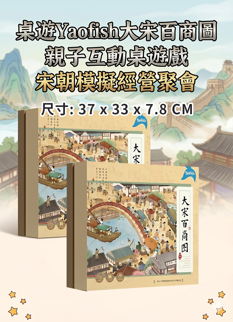 桌遊Yaofish大宋百商圖親子互動桌遊戲宋朝模擬經營聚會 PF2602