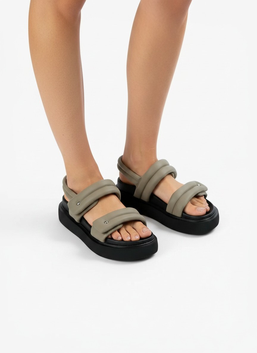 Lanyu 澎澎條帶增高涼鞋