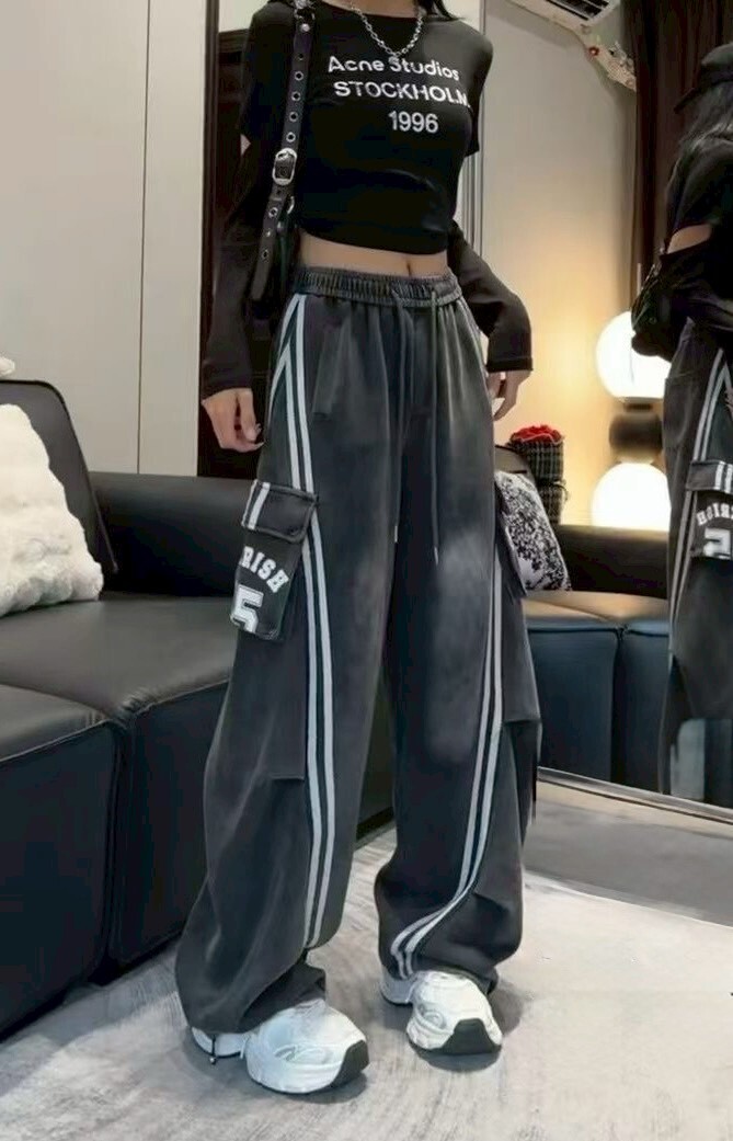 白邊條15水洗工裝彎刀棉褲