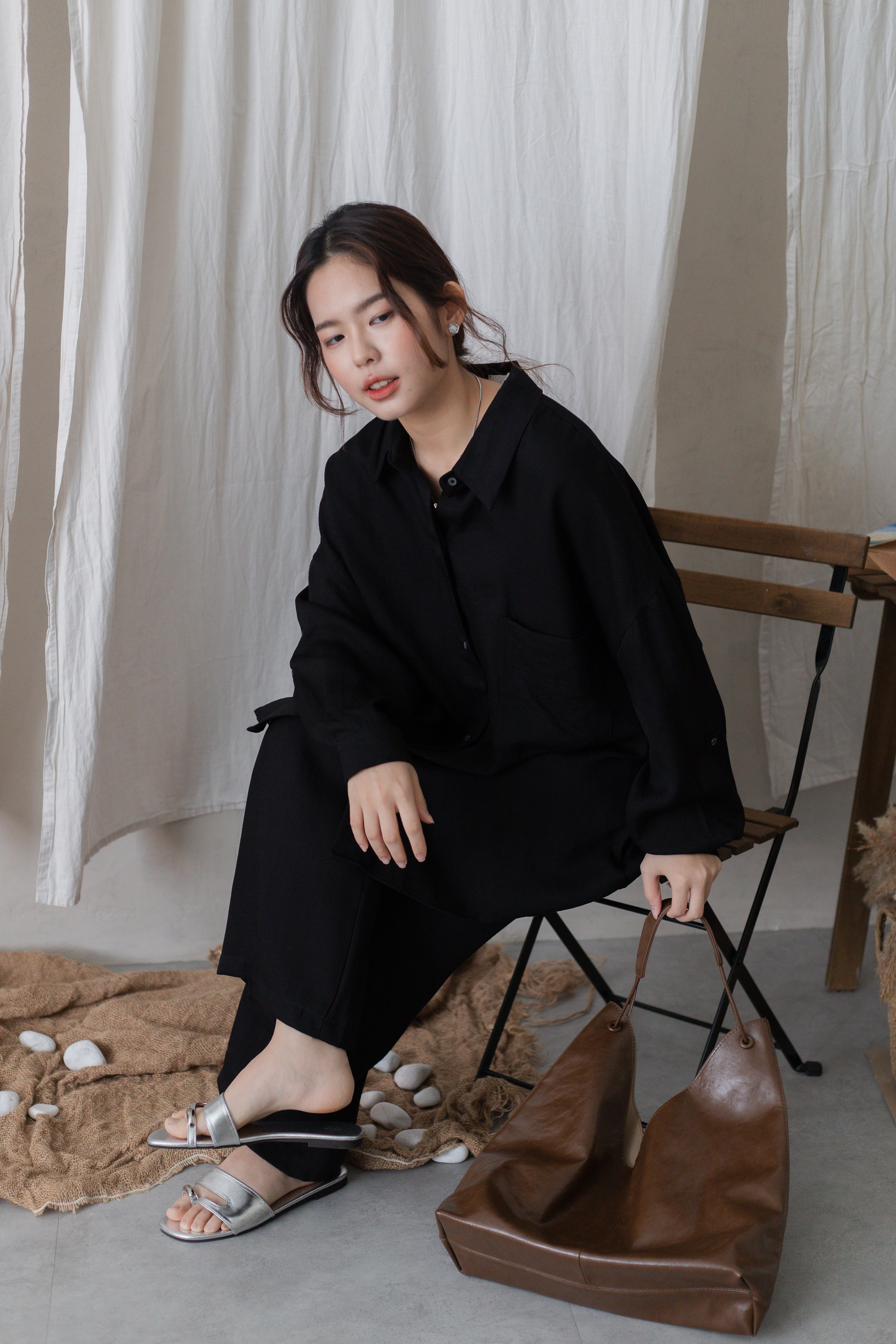 Soobin Tote Bag (2pcs) Brown-D141BRO