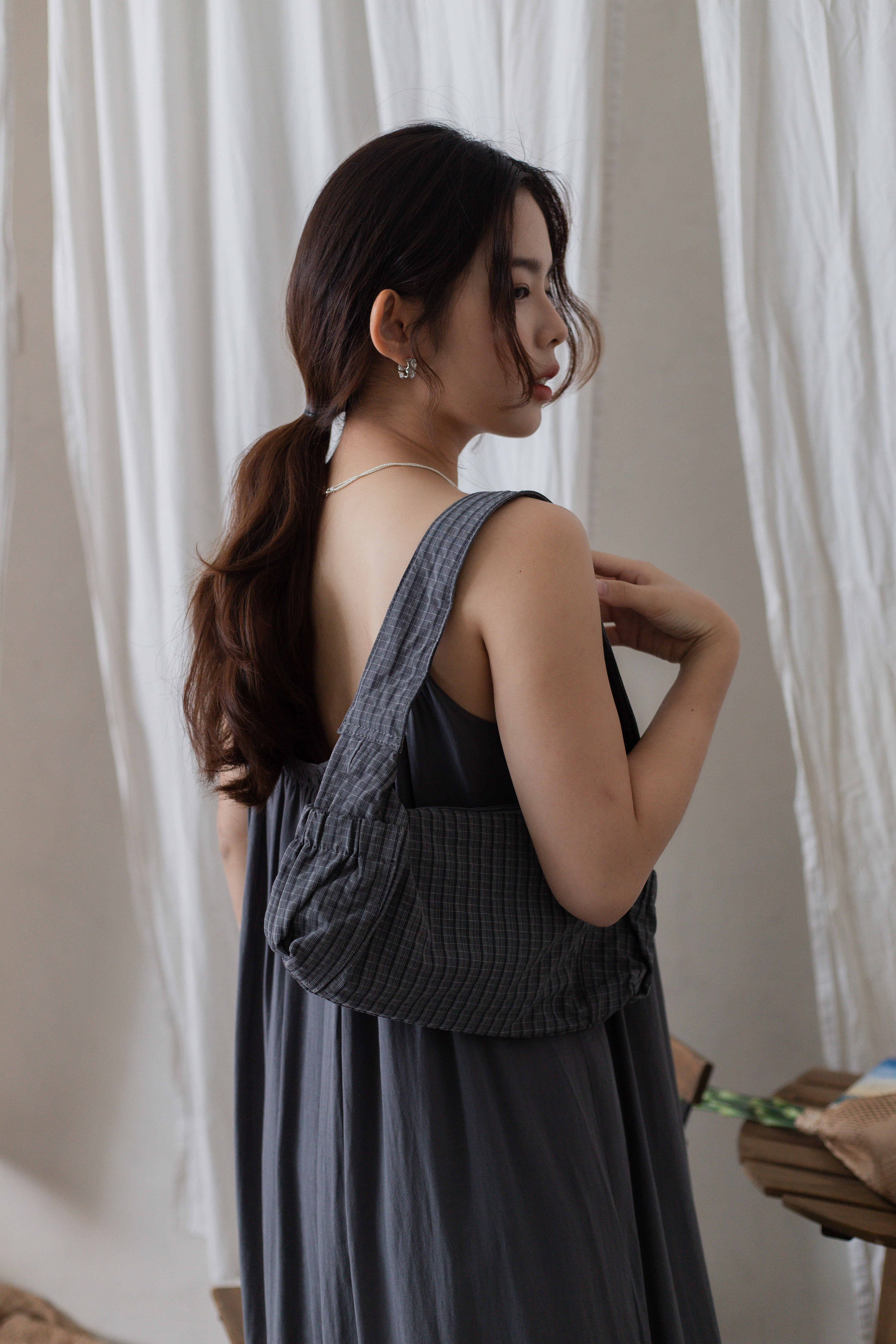 Raffo Checkered Nylon Pochette Grey - D143GRY