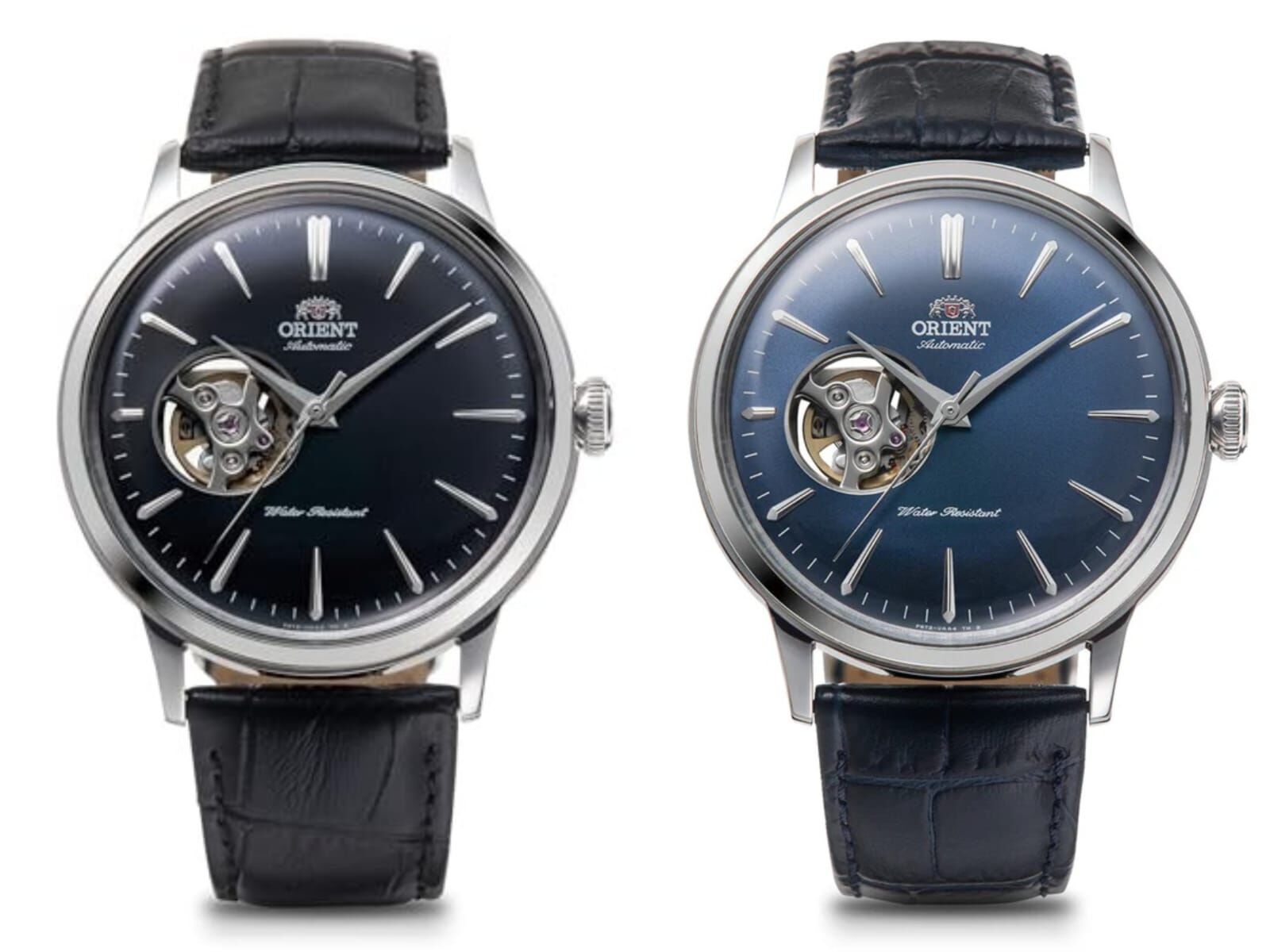 Orient 東方 Classic "Semi-Skeleton" analog Mechanical leather strap watch 黑色 RN-AG0007B , 藍色  RN-AG0008L 經典「半鏤空」機械錶