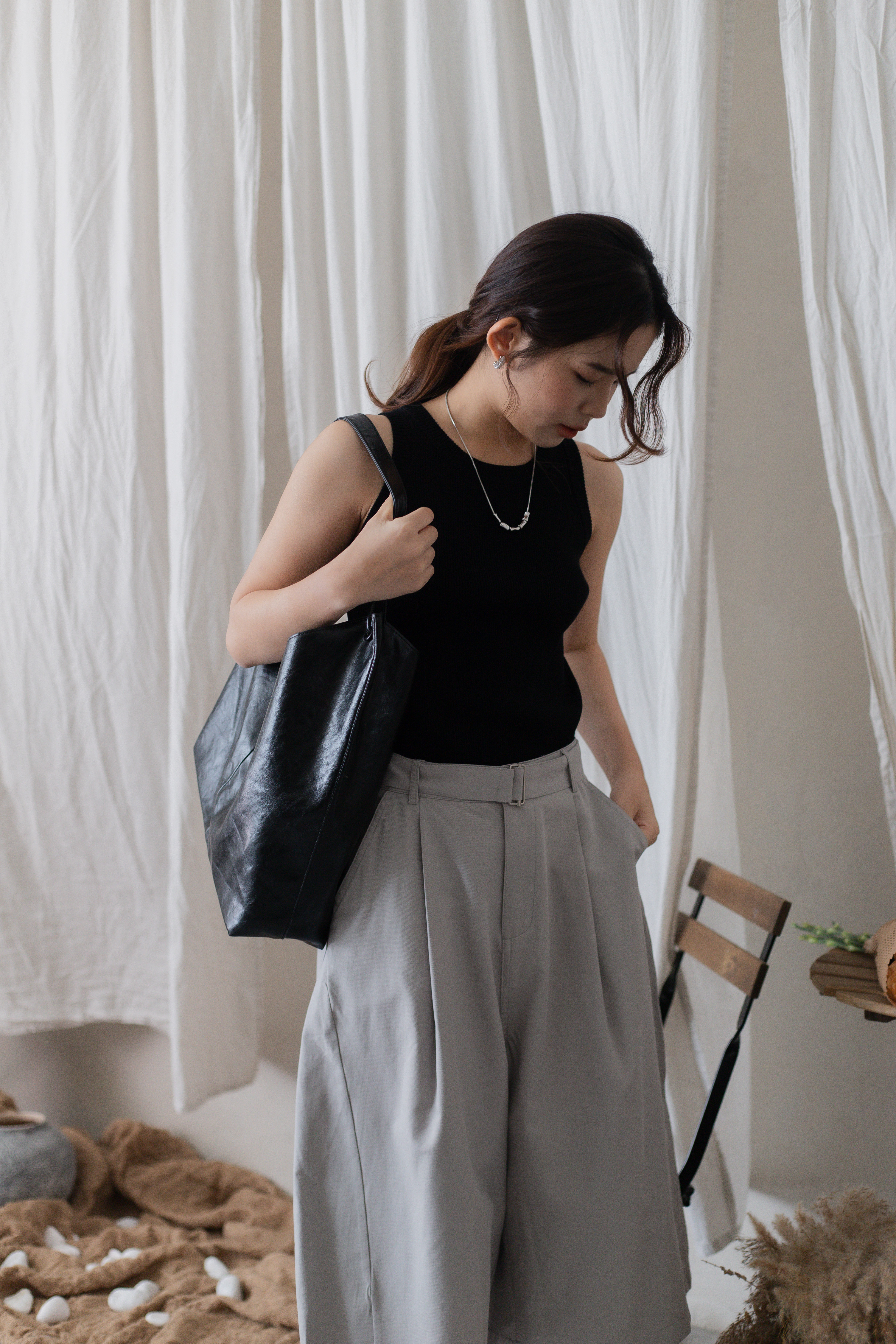 Aeron Paneled Culottes Grey- 2722PLGRY