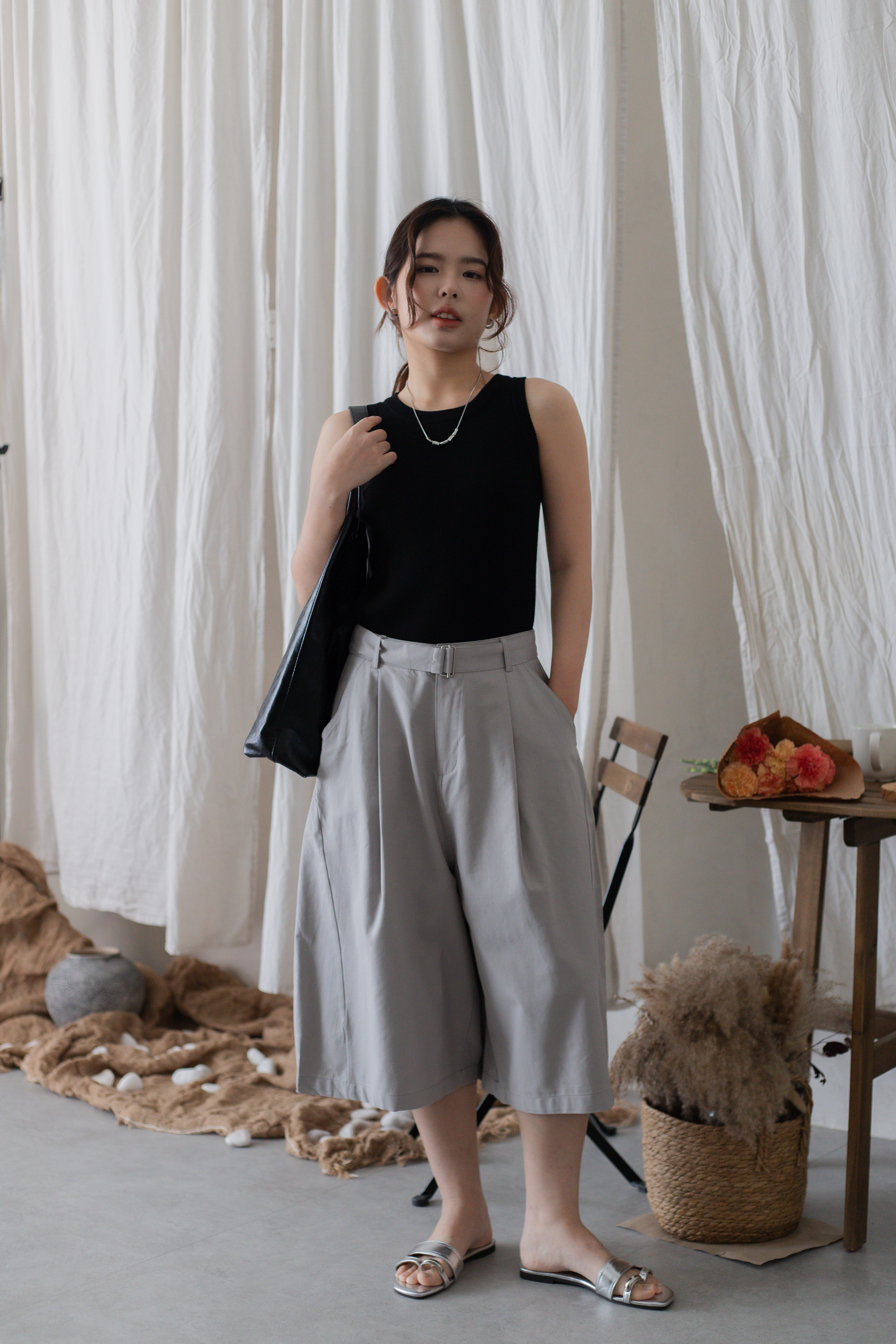 Aeron Paneled Culottes Grey- 2722PLGRY