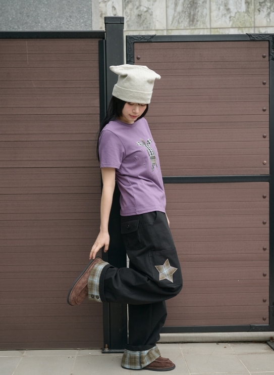 韓國 BAUF 格紋捲邊褲 兩色