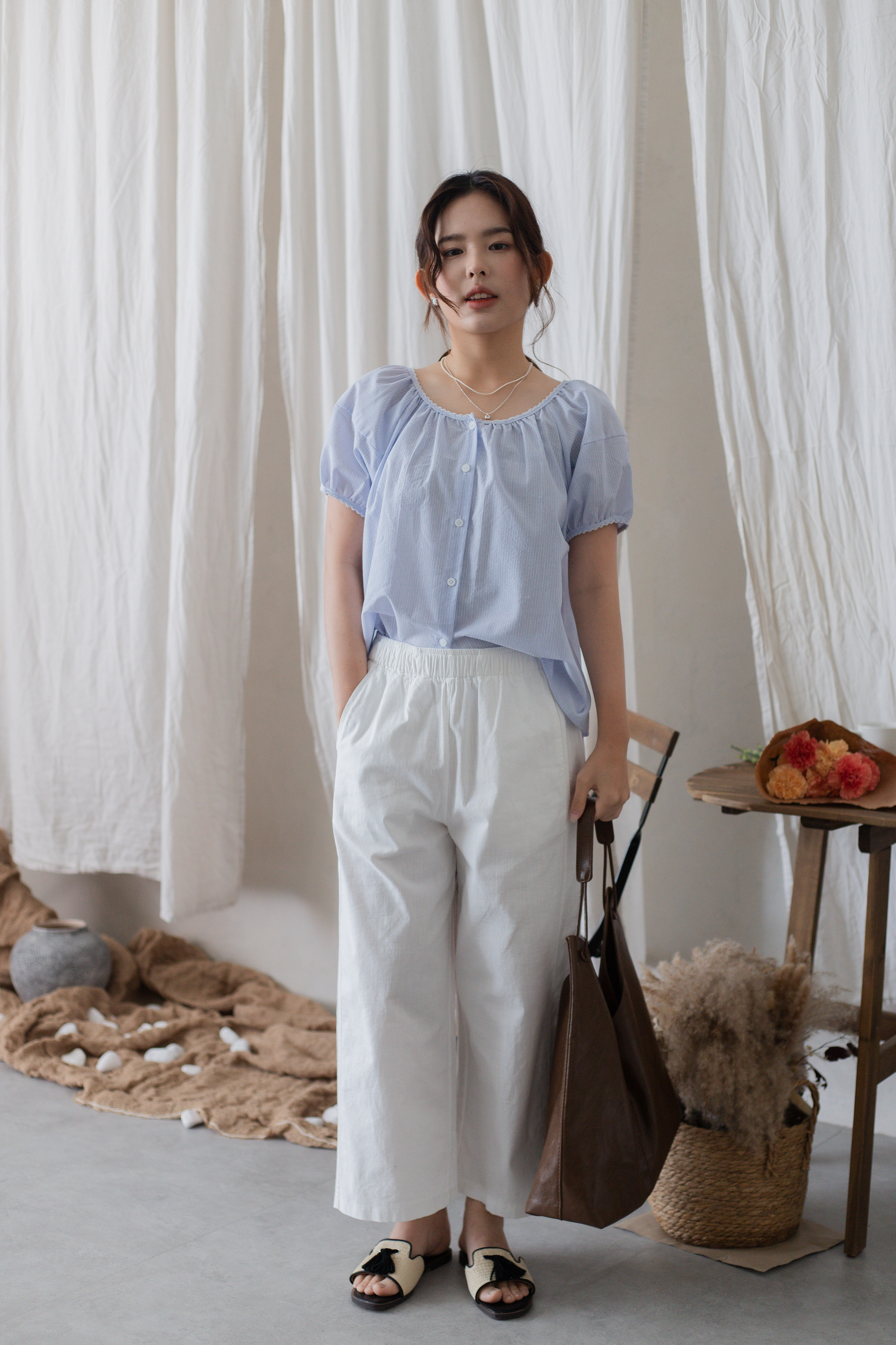 Hanna Linen Pant White -2705PLWHI