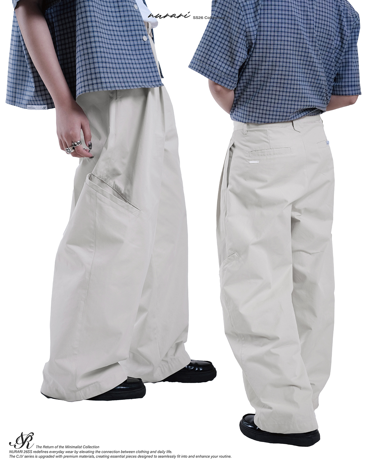 Nurari 機能口袋寬版長褲｜Civ. NR Logo Utility Wide Trousers（26SS）