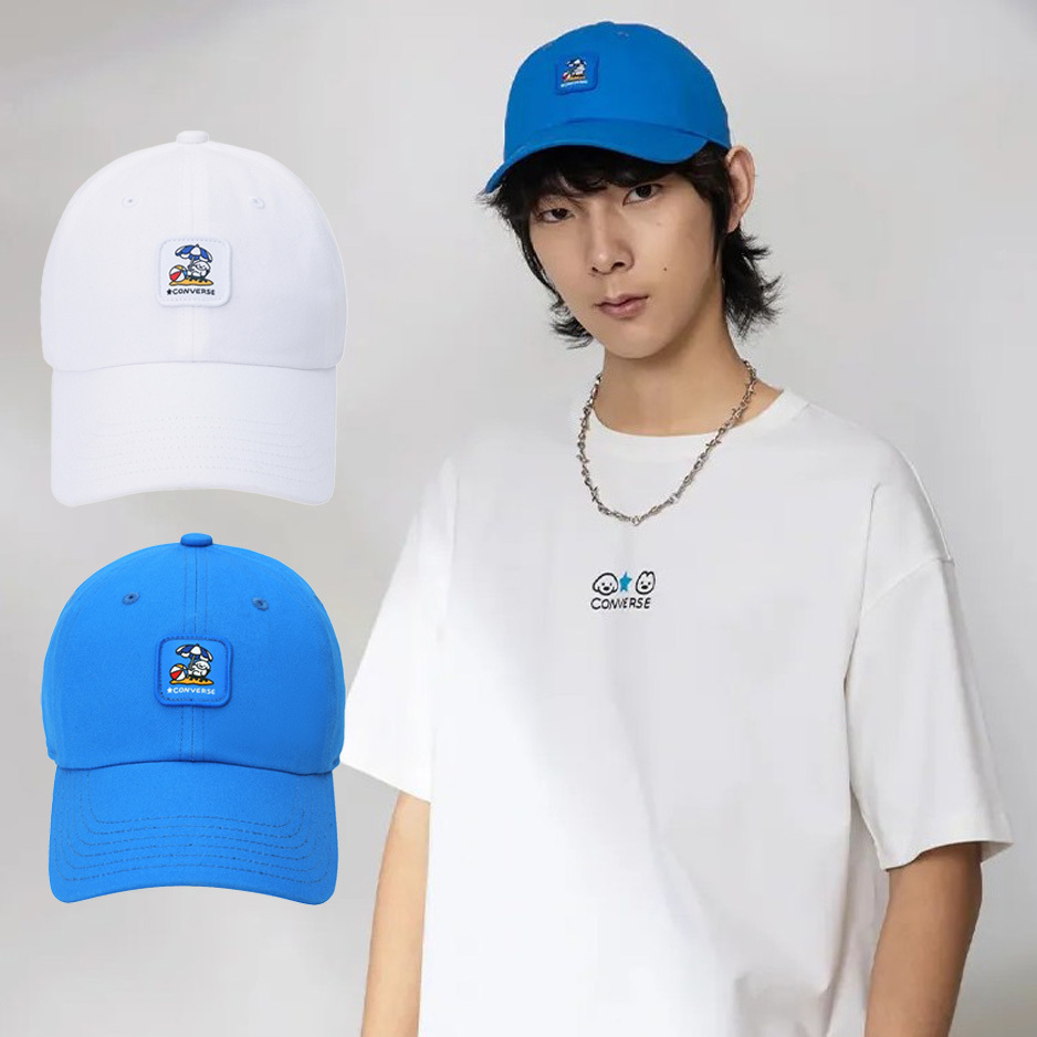 聯名款 CONVERSE X MATSUI BASEBALL CAP 藍 白 松井龍哉 插畫 小狗 可調式 棒球帽 老帽【UA5981】CONMATSUI