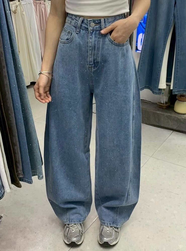 整件鑽鑽彎刀牛仔褲 9275