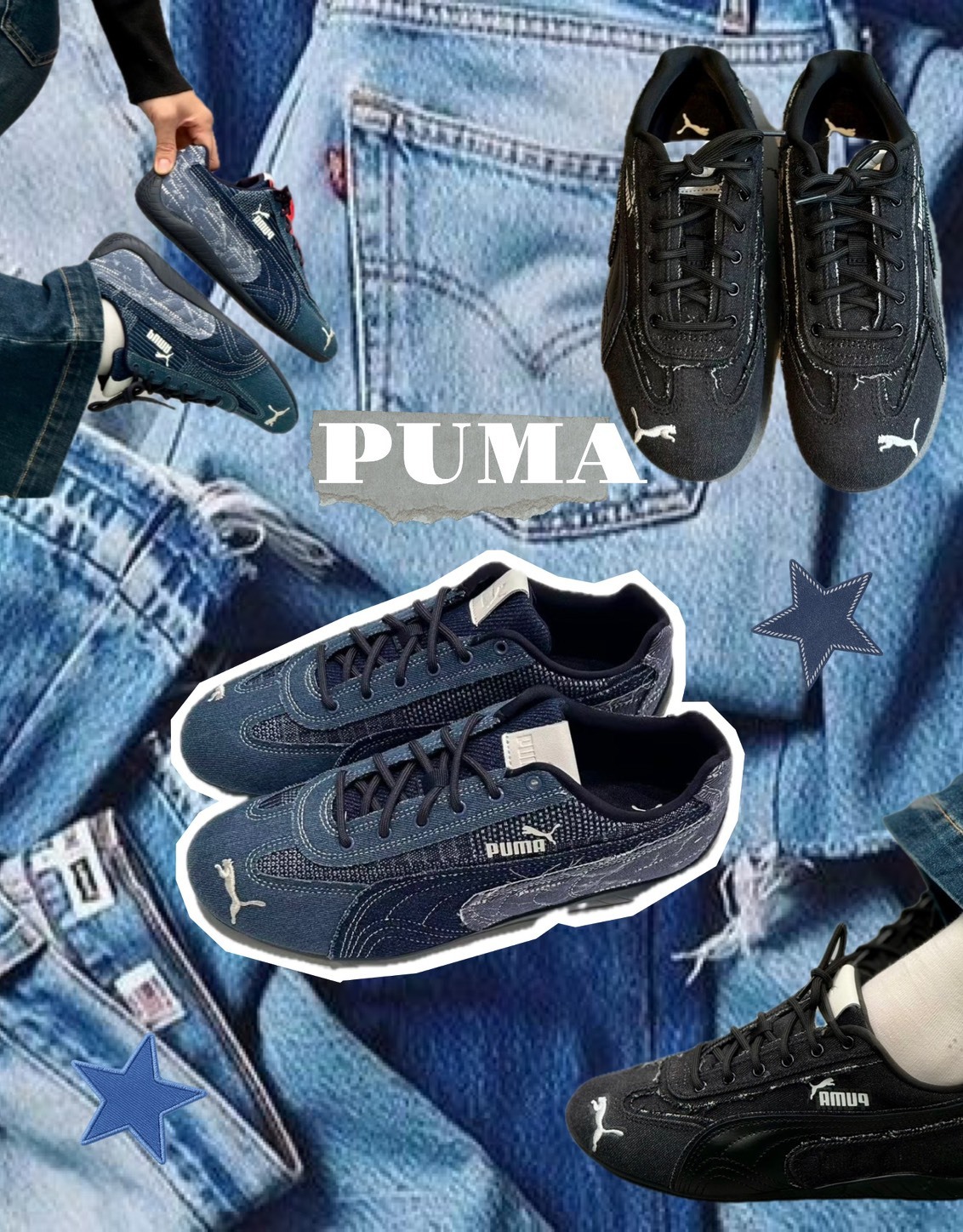 PUMA 休閒鞋 SPEEDCAT MIX DENIM 藍色 牛仔布 復古 賽車鞋 男女 40812901