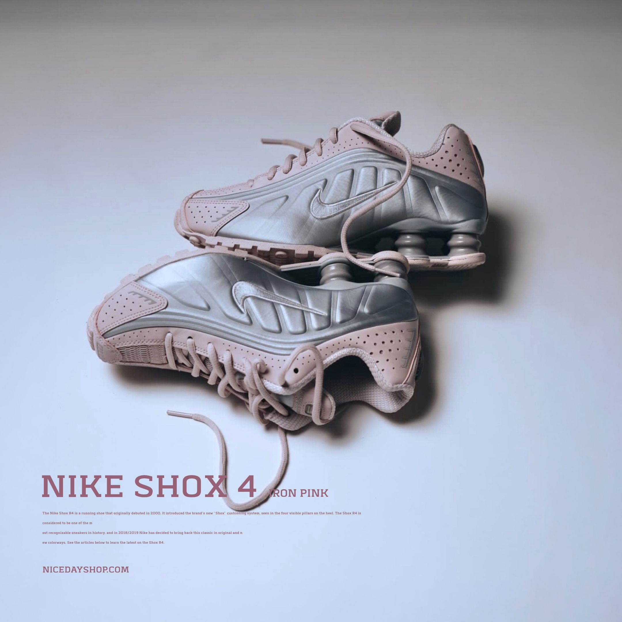 NICEDAY 代購 Nike Shox R4 Barely Rose 粉 增高 反彈 AR3565-600