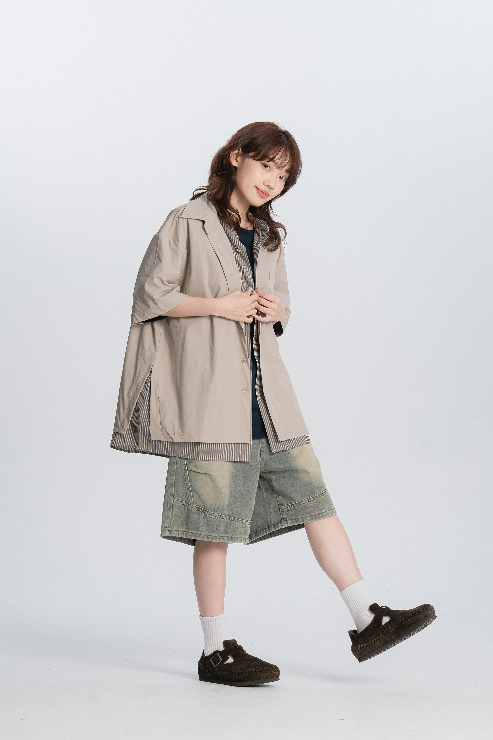 Fresh Start｜拼接條紋假兩件短襯 3色