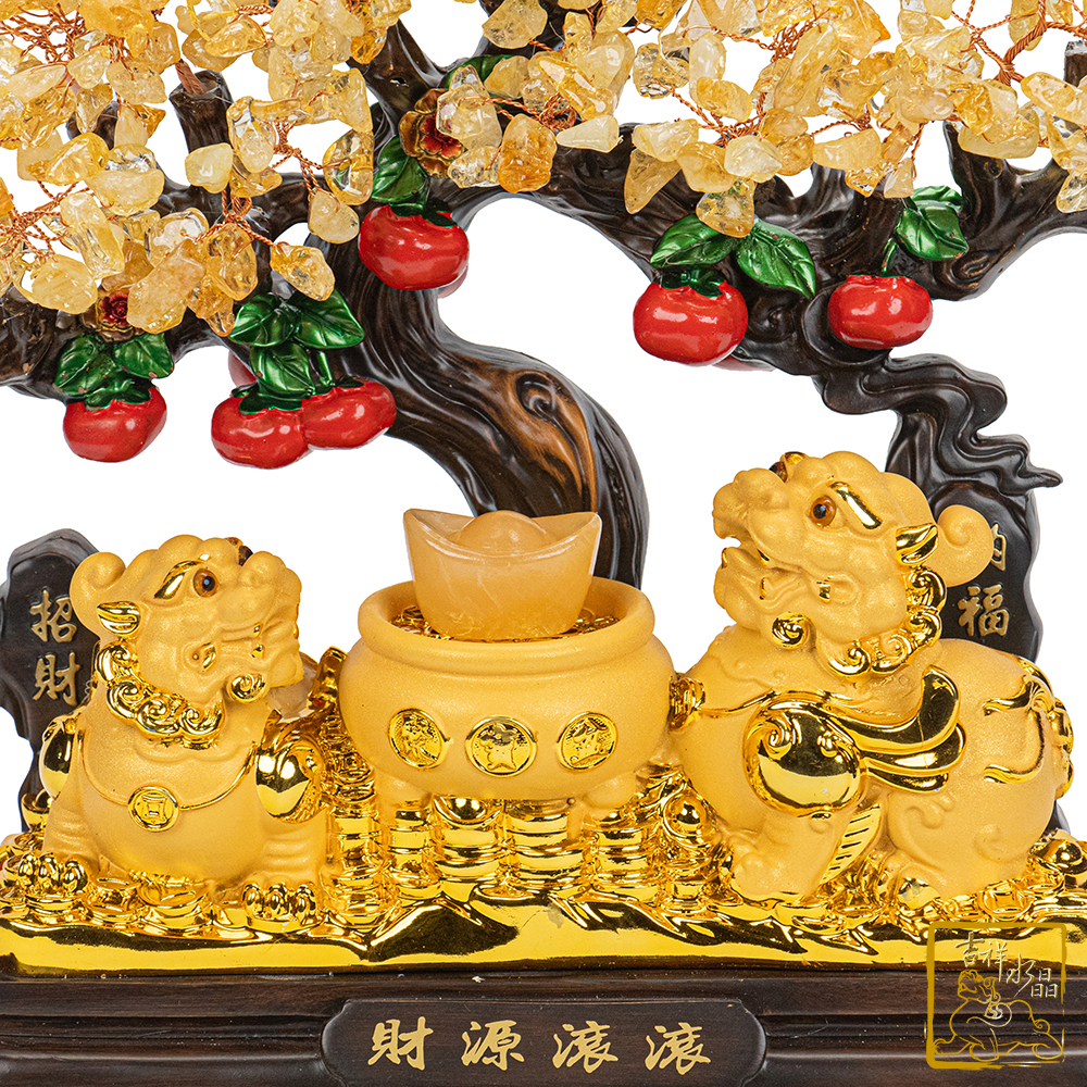 黃水晶貔貅發財樹 2.15kg 貔貅聚寶盆