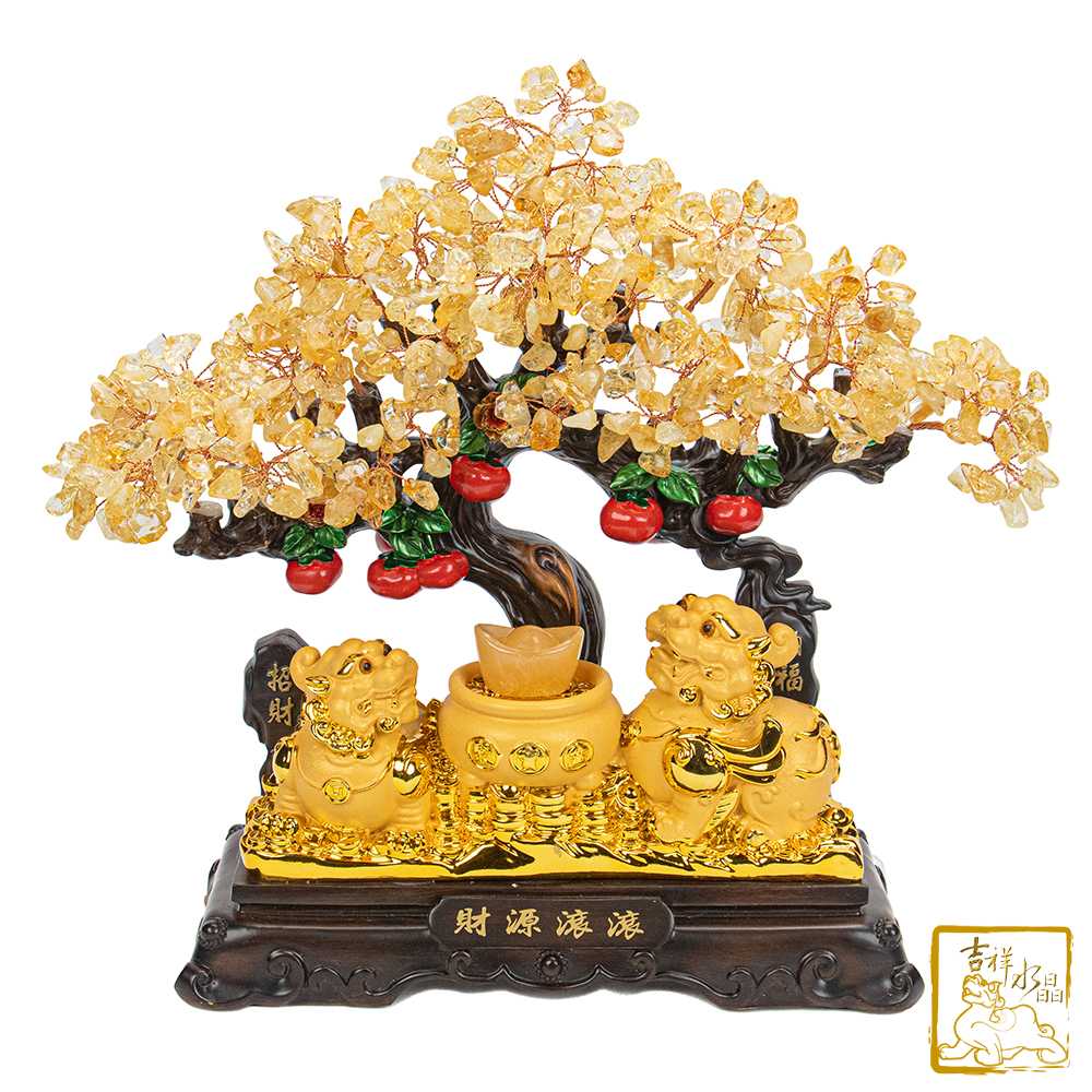 黃水晶貔貅發財樹 2.15kg 貔貅聚寶盆