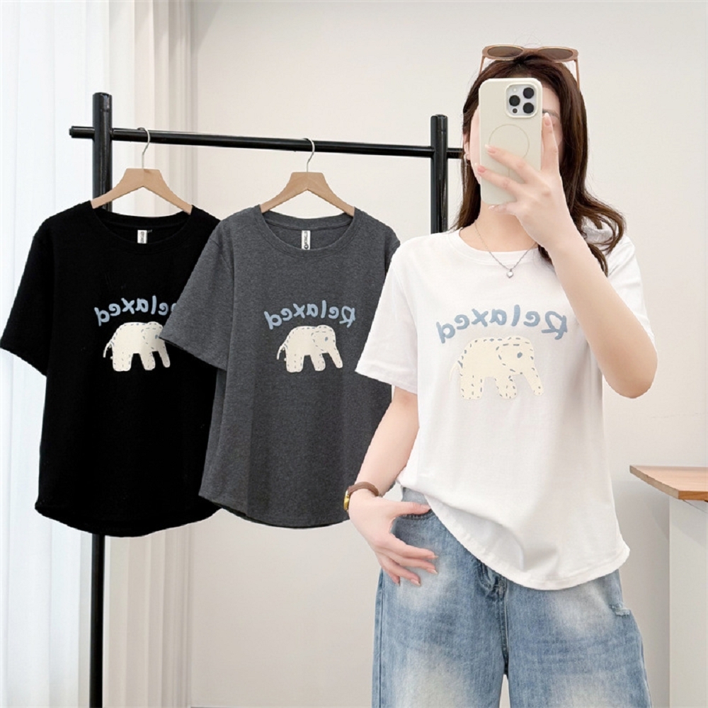【ASister 小姊姊】AS2416#女裝｜上衣☆Plus+中大尺碼*字母大象*T恤(3色 XL-4XL)