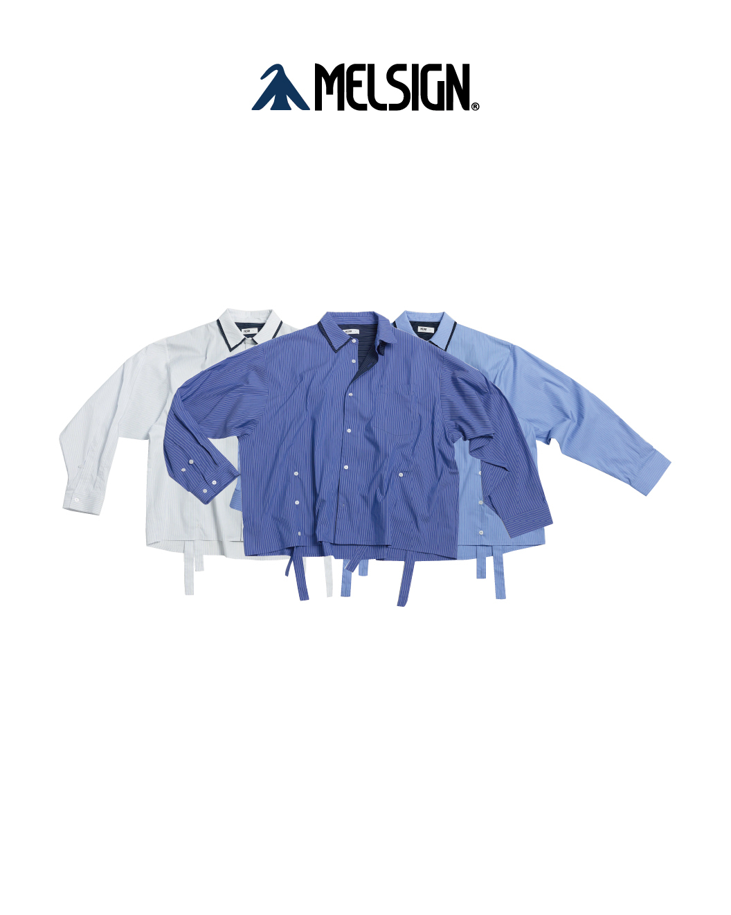 MELSIGN 細條紋長袖襯衫 白/藍/深藍 26 S/S Dual Role Stripe Shirt