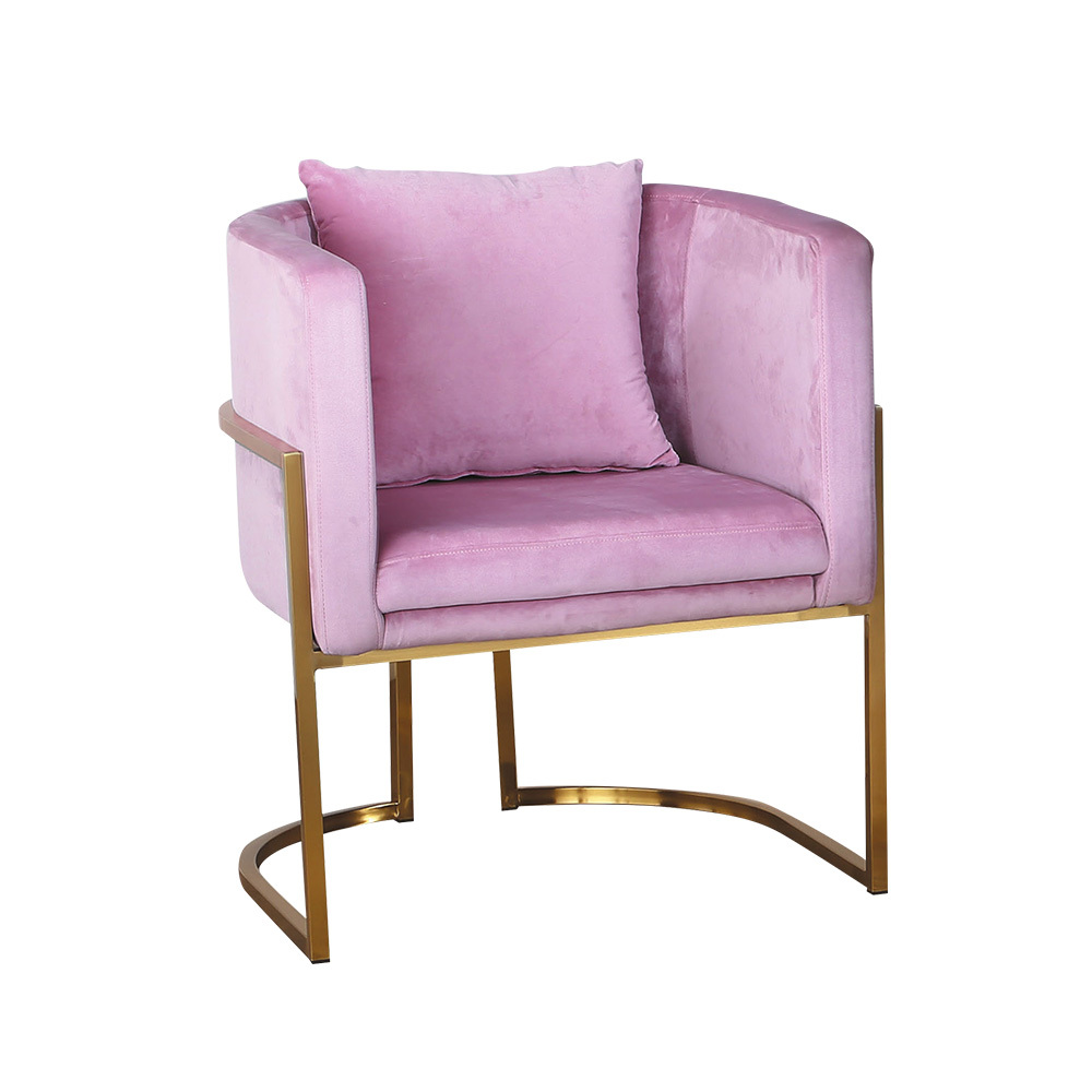 柏蒂家居-邦妮粉色絨布沙發/休閒造型扶手椅/洽談椅/房間椅/單人沙發/一人座沙發-贈抱枕