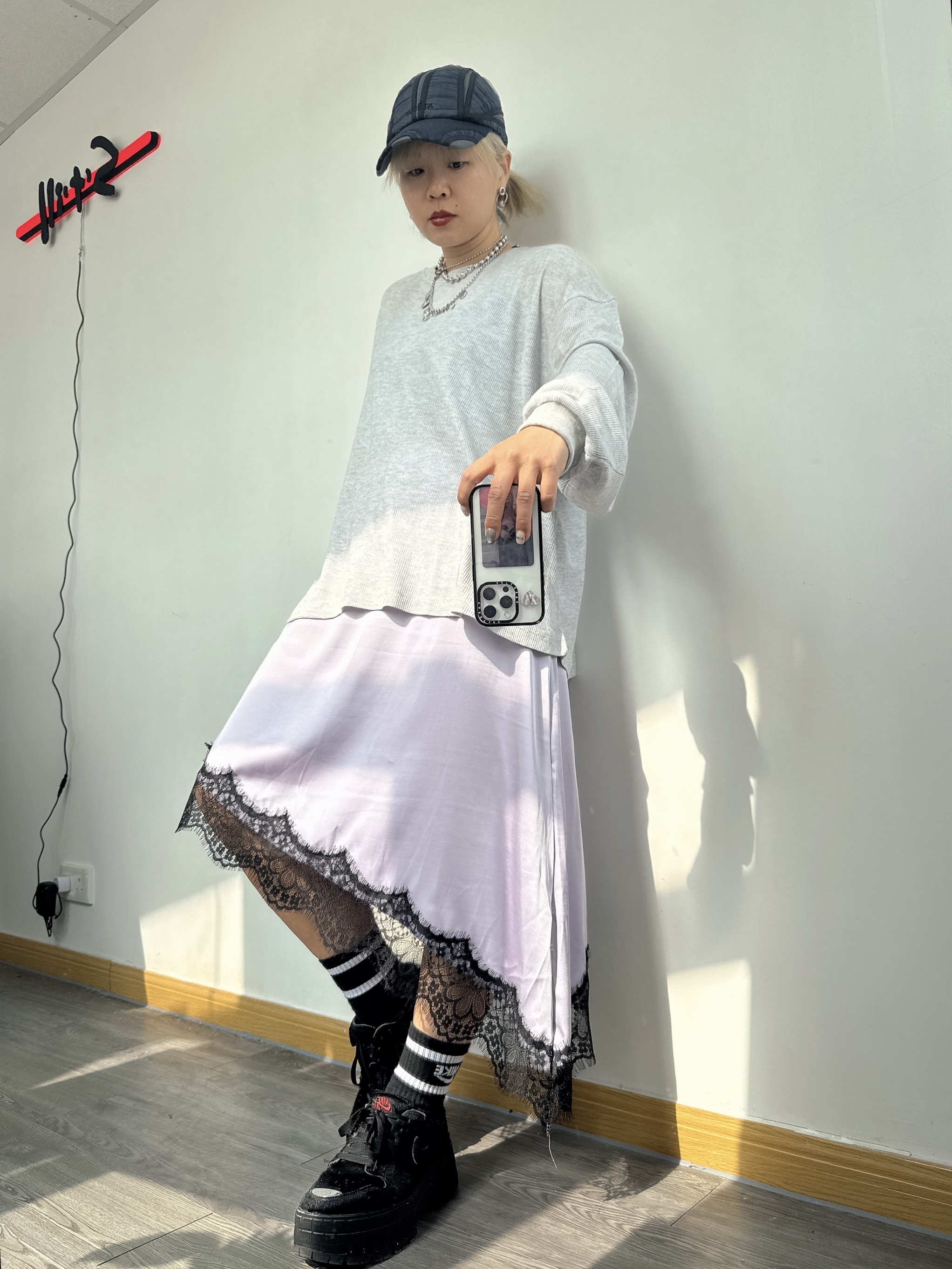 紫色丁Lace半截裙