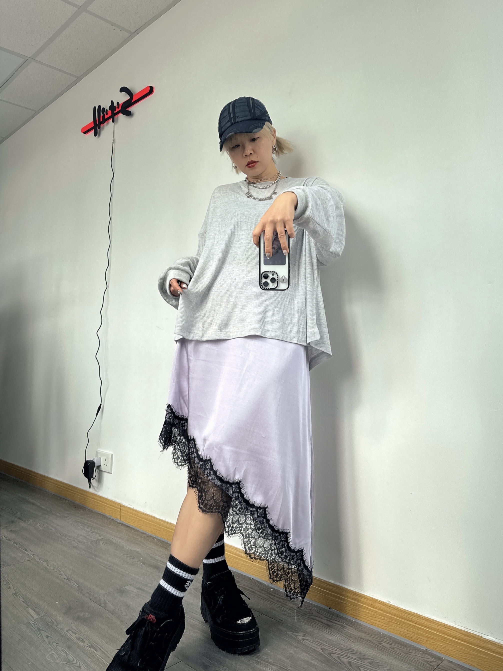 紫色丁Lace半截裙
