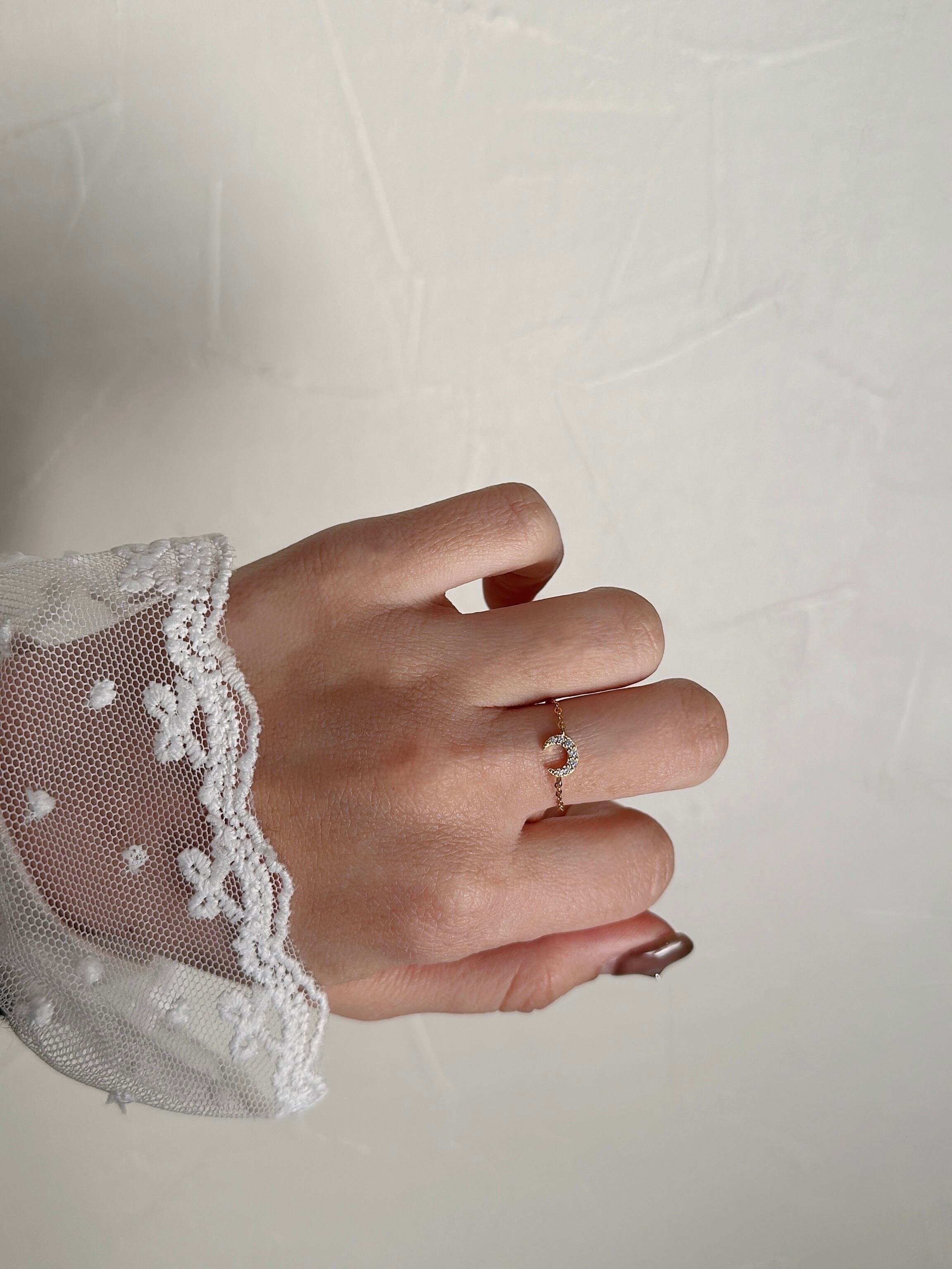 S925 moon chain ring