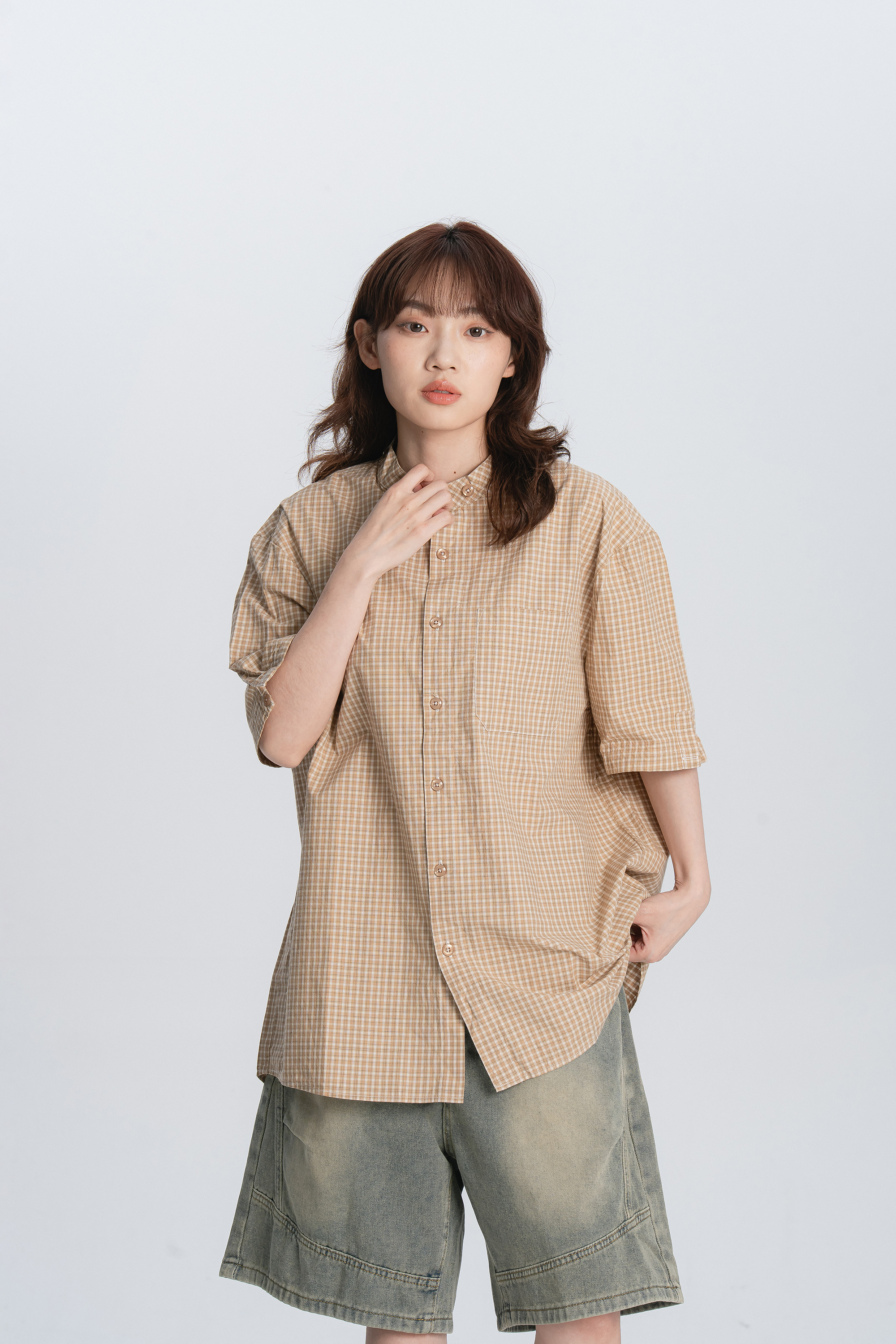 Fresh Start｜日系可拆領小格短襯 3色
